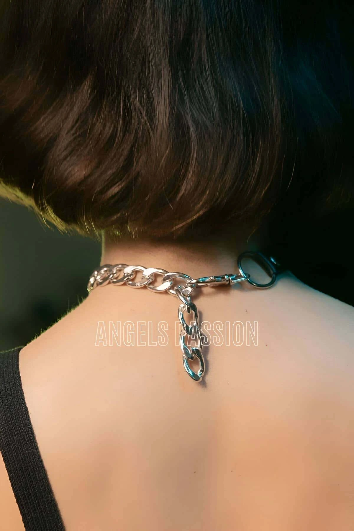 Zincirli Deri Choker, Zincir Detaylı Seksi Choker - APFT590
