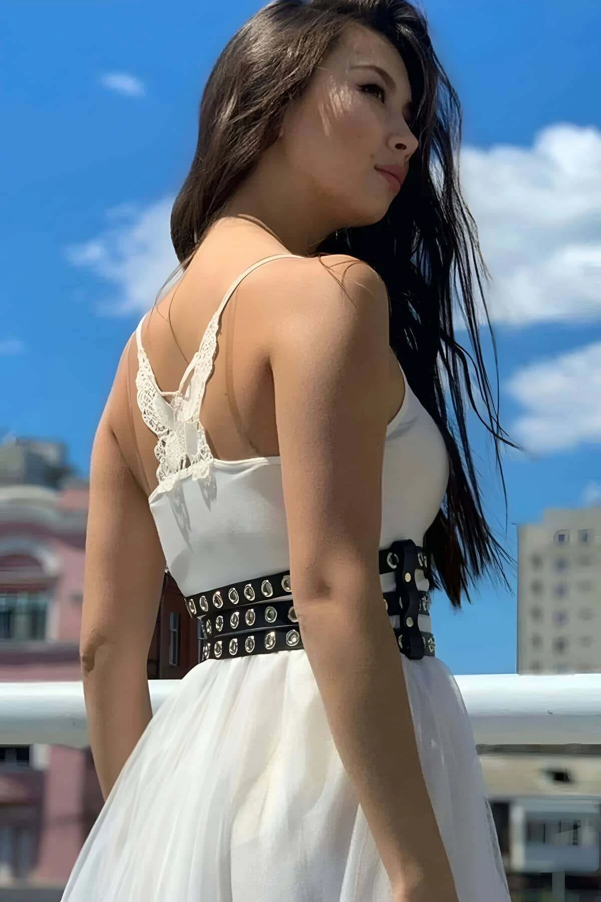 Elbise Üzeri Üçlü İnce Şerit Ayarlanabilir Şık Deri Bel Korse Kemer - APFT641 - 1