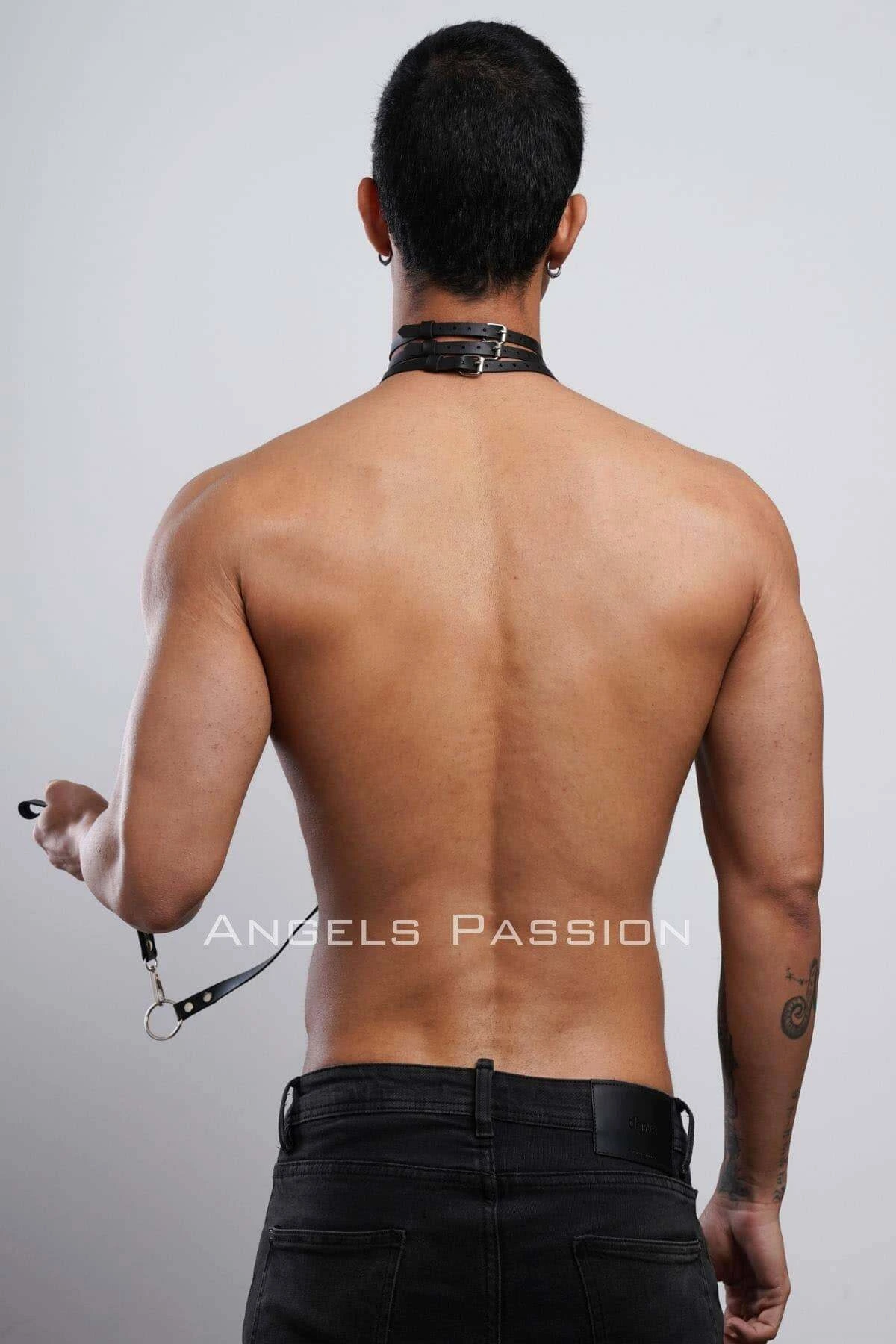 Erkek Choker - Tasma Set, Choker Harness Takım, Erkek Partywear - APFTM53 - 1