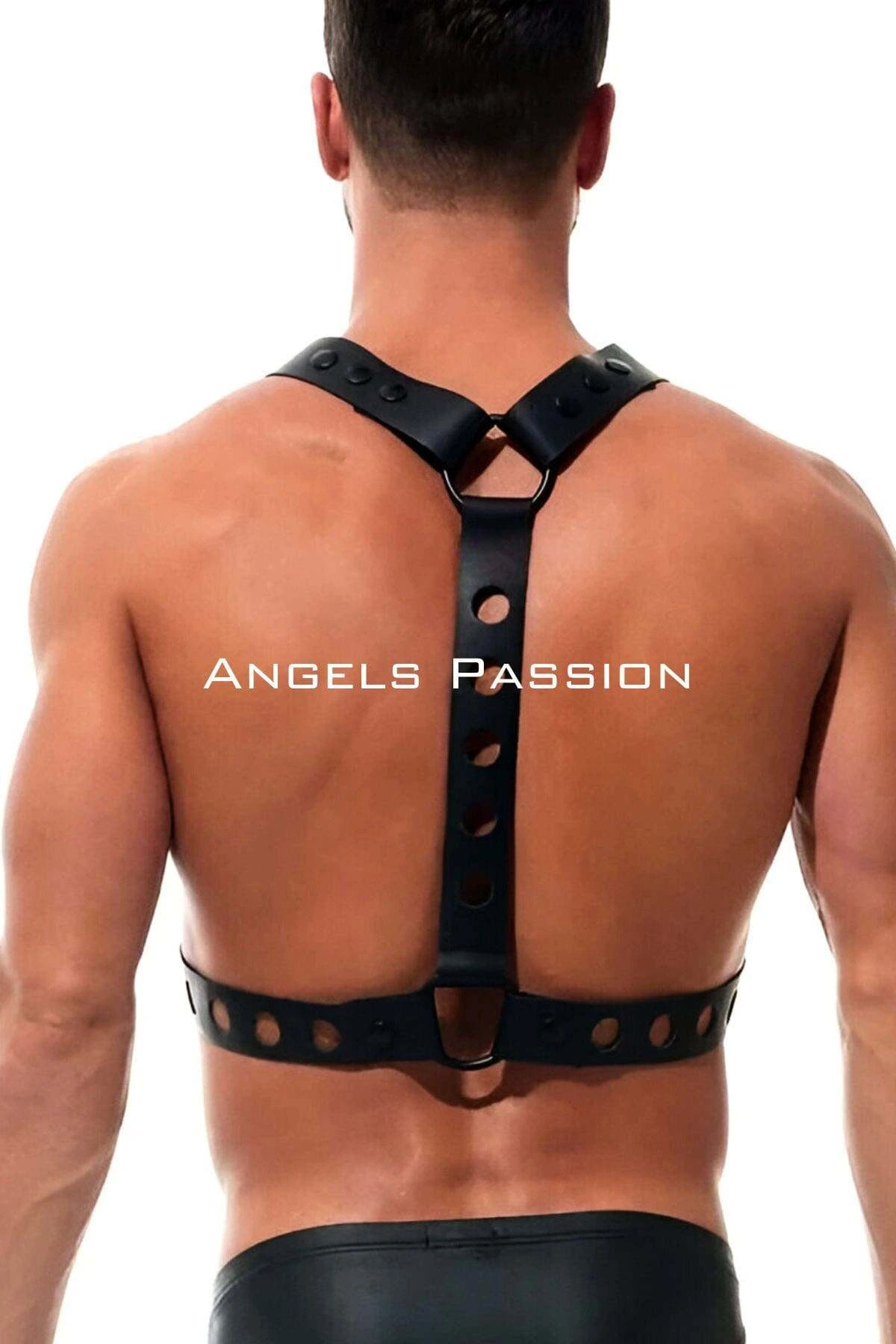 Yuvarlak Detaylı X Harness - Şık Erkek Göğüs Harness, Deri Harness - APFTM221 - 1