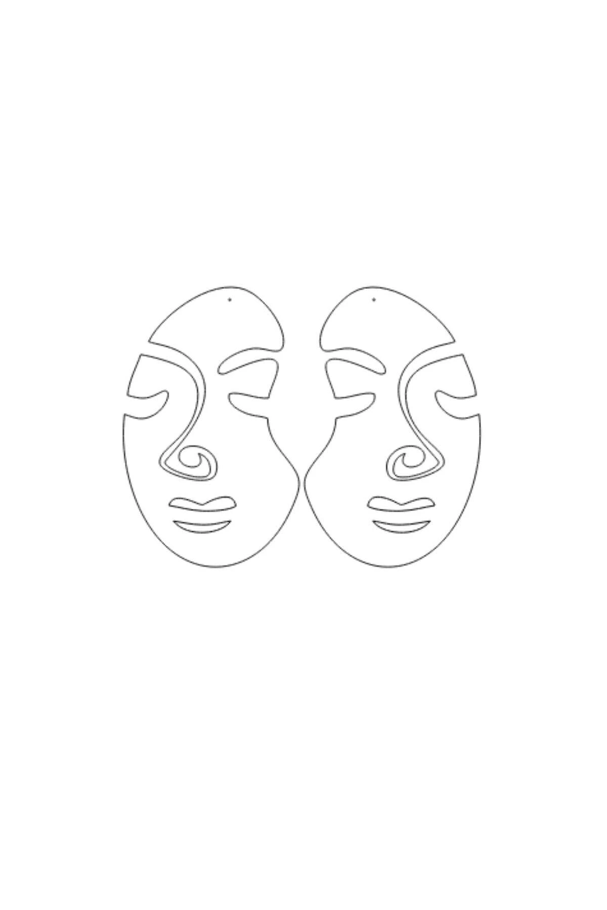 Rainbow Reflektörlü Soyut Kadın Yüzü Küpe, Şık Lazer Kesim Küpe - APBJ005