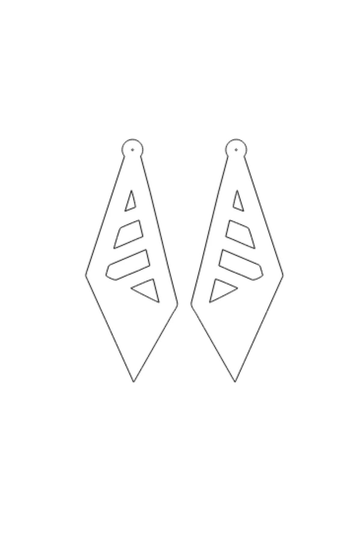 Beyaz Reflektörlü Prizma Küpe, Şık Lazer Kesim Küpe - APBJ011