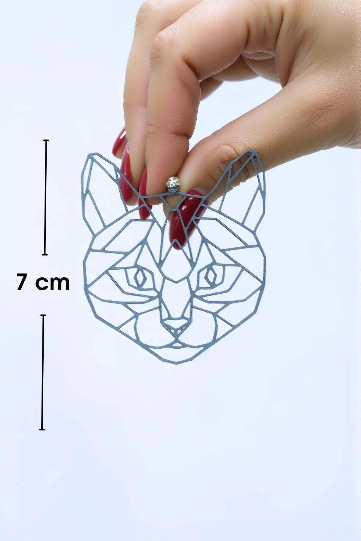 Rainbow Reflektörlü Soyut Kedi Yüzü Küpe, Şık Lazer Kesim Küpe - APBJ017