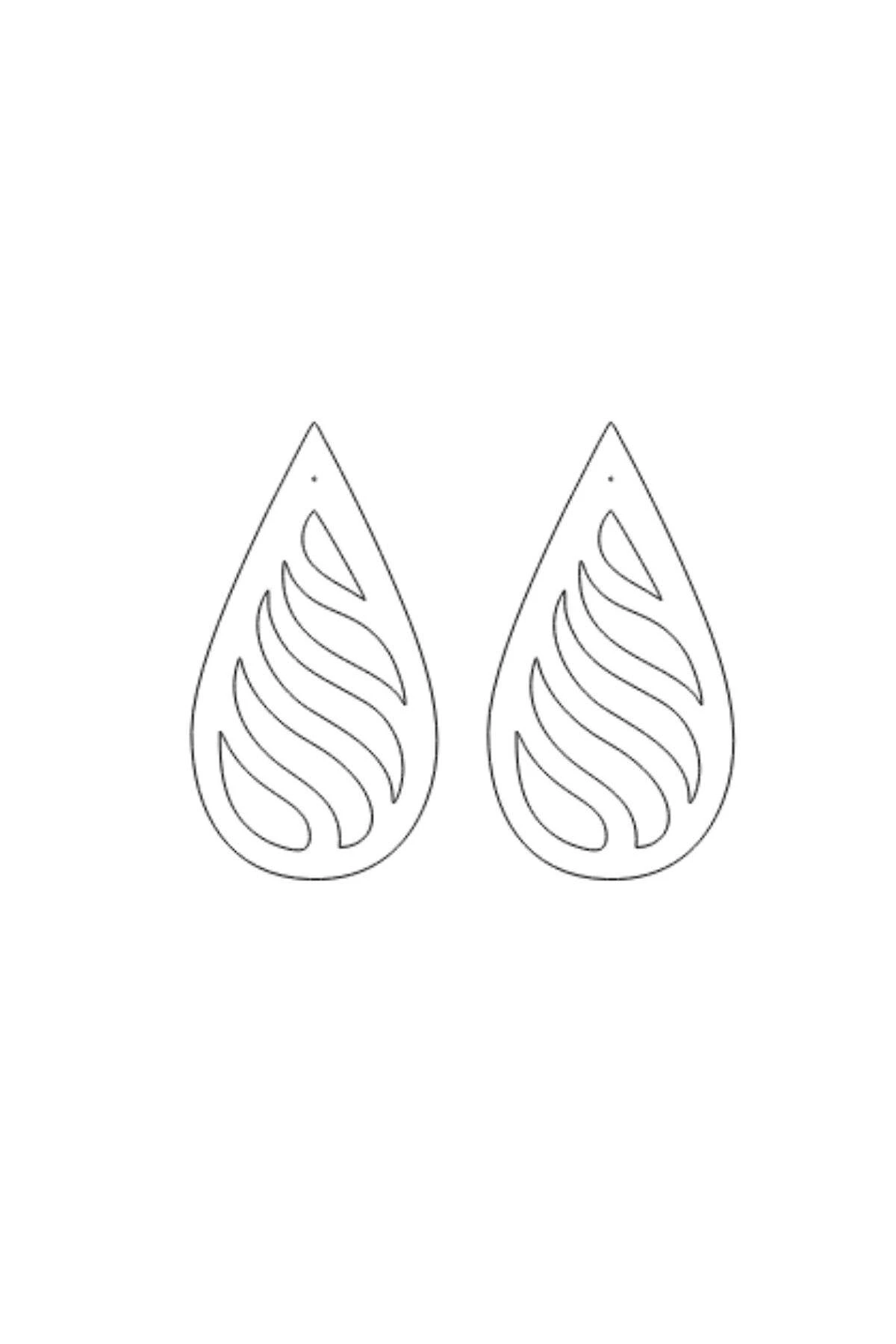 Beyaz Reflektörlü Damla Küpe, Şık Lazer Kesim Küpe - APBJ004