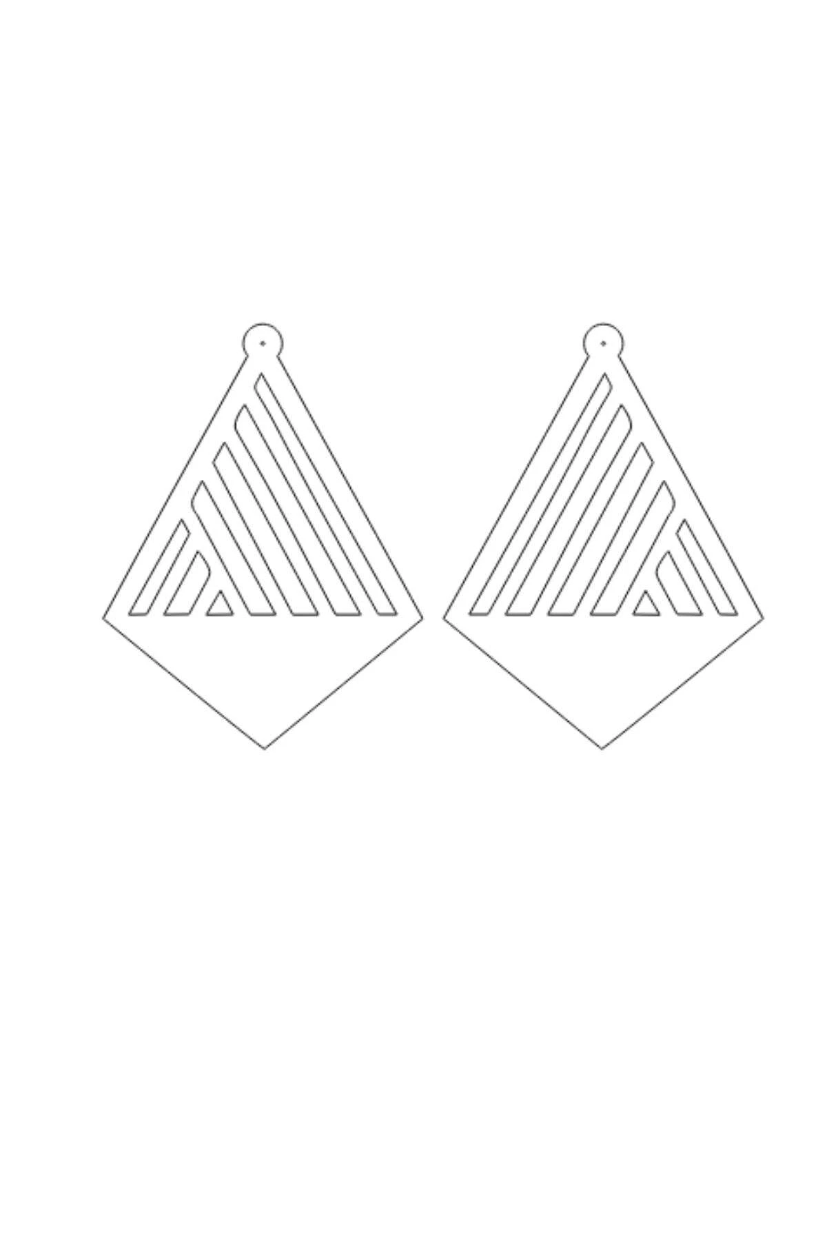 Siyah Üçgen Küpe, Şık Lazer Kesim Deri Küpe - APBJ007