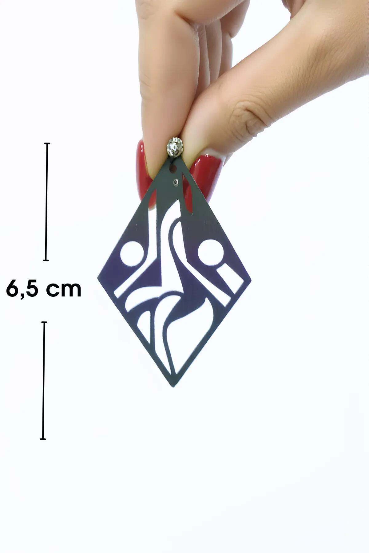 Beyaz Reflektörlü Geometrik Küpe, Tarz Lazer Kesim Küpe - APBJ009