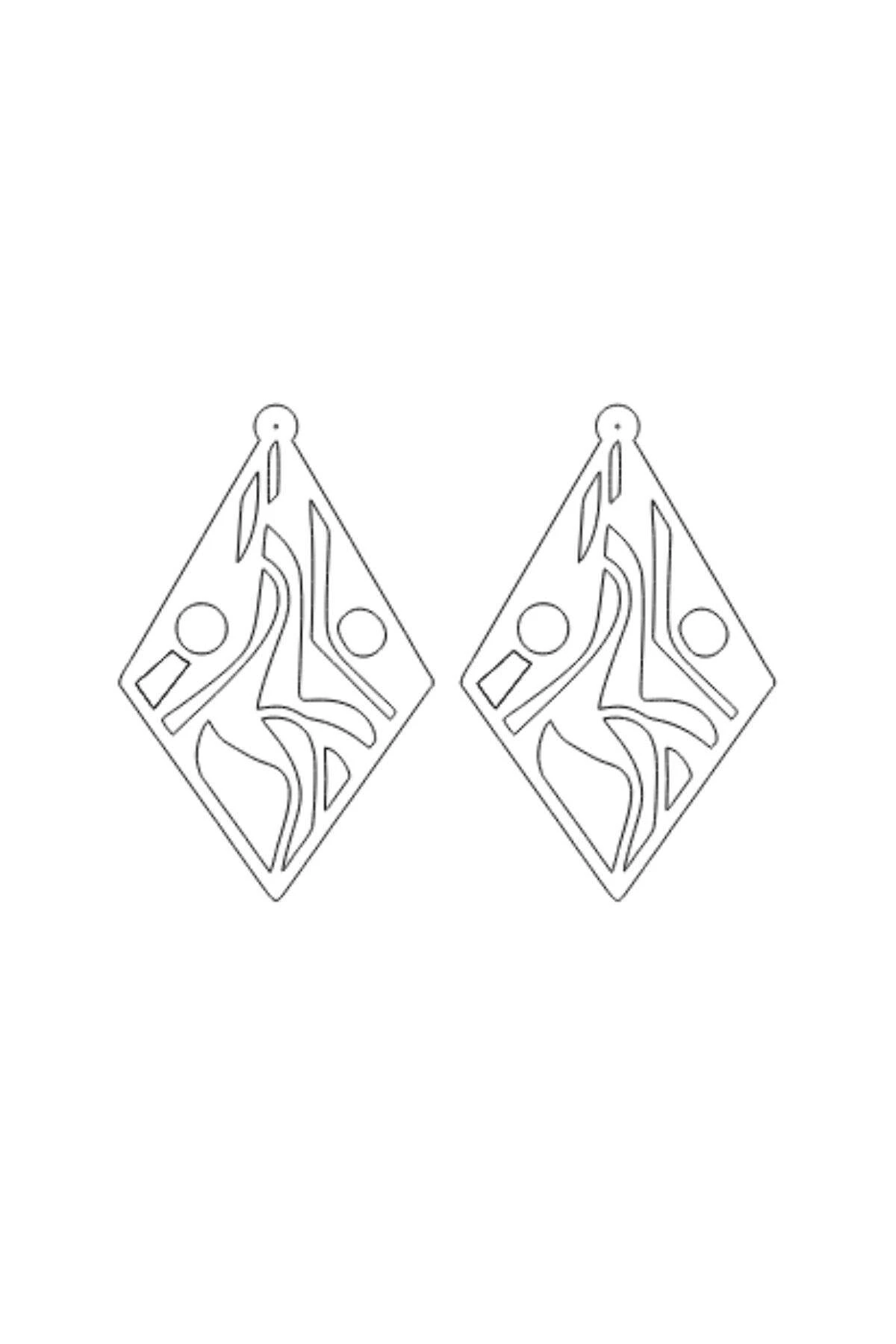 Beyaz Reflektörlü Geometrik Küpe, Tarz Lazer Kesim Küpe - APBJ009