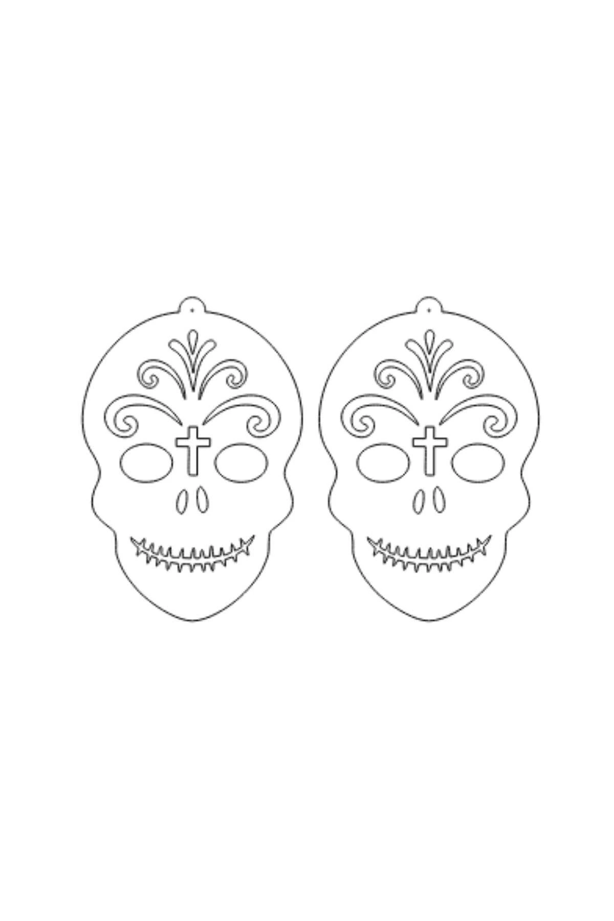 Beyaz Reflektörlü Kurukafa Gotik Küpe, Tarz Lazer Kesim Küpe - APBJ014