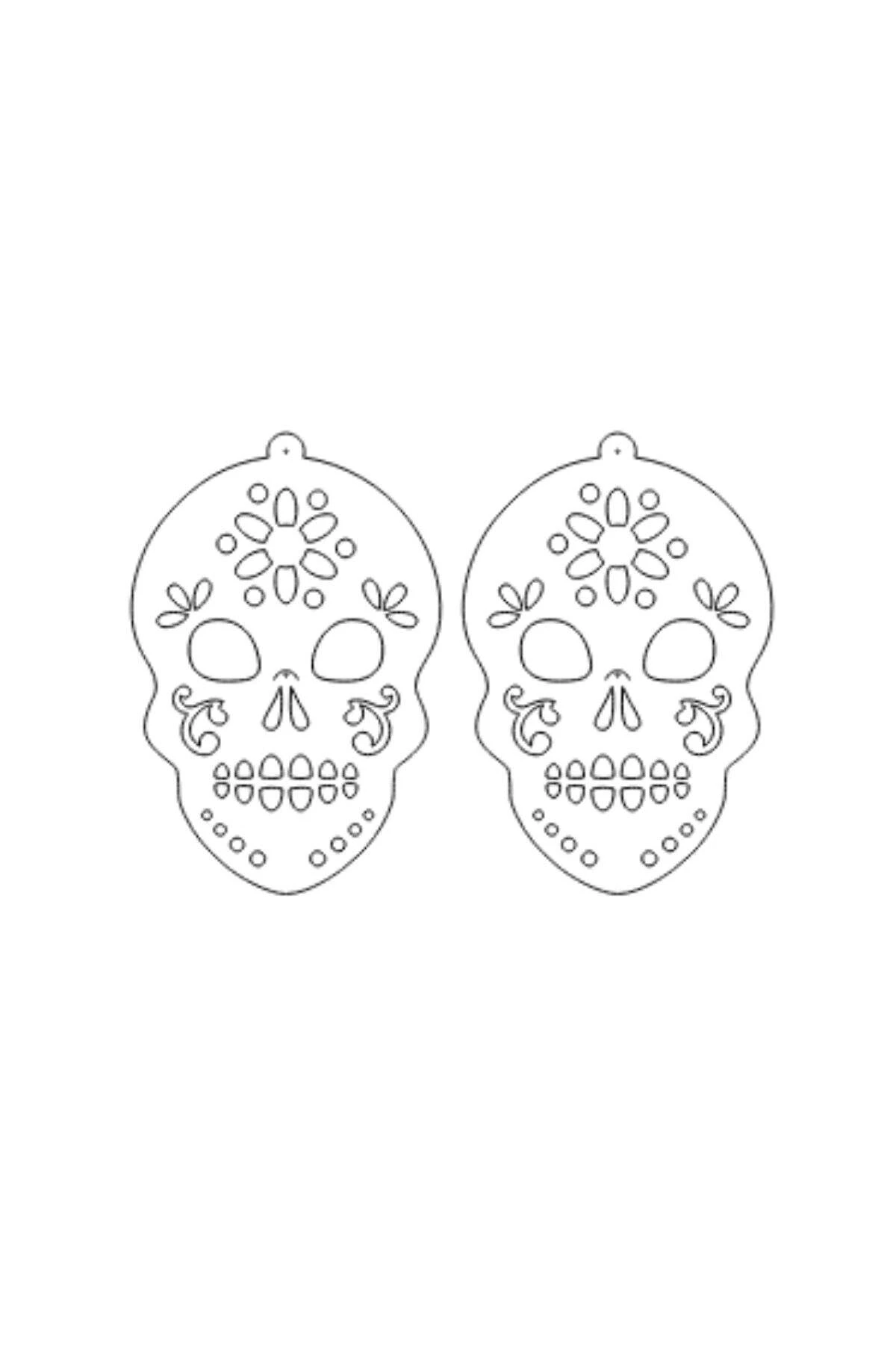 Siyah Kurukafa Gotik Küpe, Tarz Lazer Kesim Deri Küpe - APBJ018