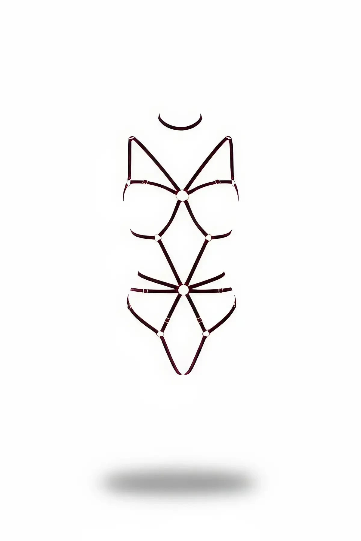 Bordo Body Harness Tam Vücut Halka Detaylı - APFT338 - 1