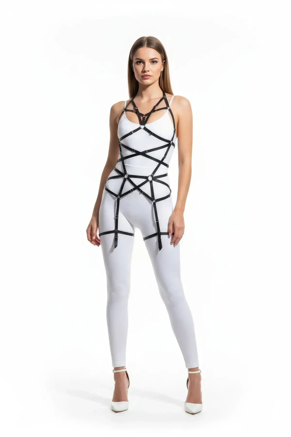 Siyah Body Harness Deri Çoklu İpli Vücut Aksesuarı - APFT348 - 1