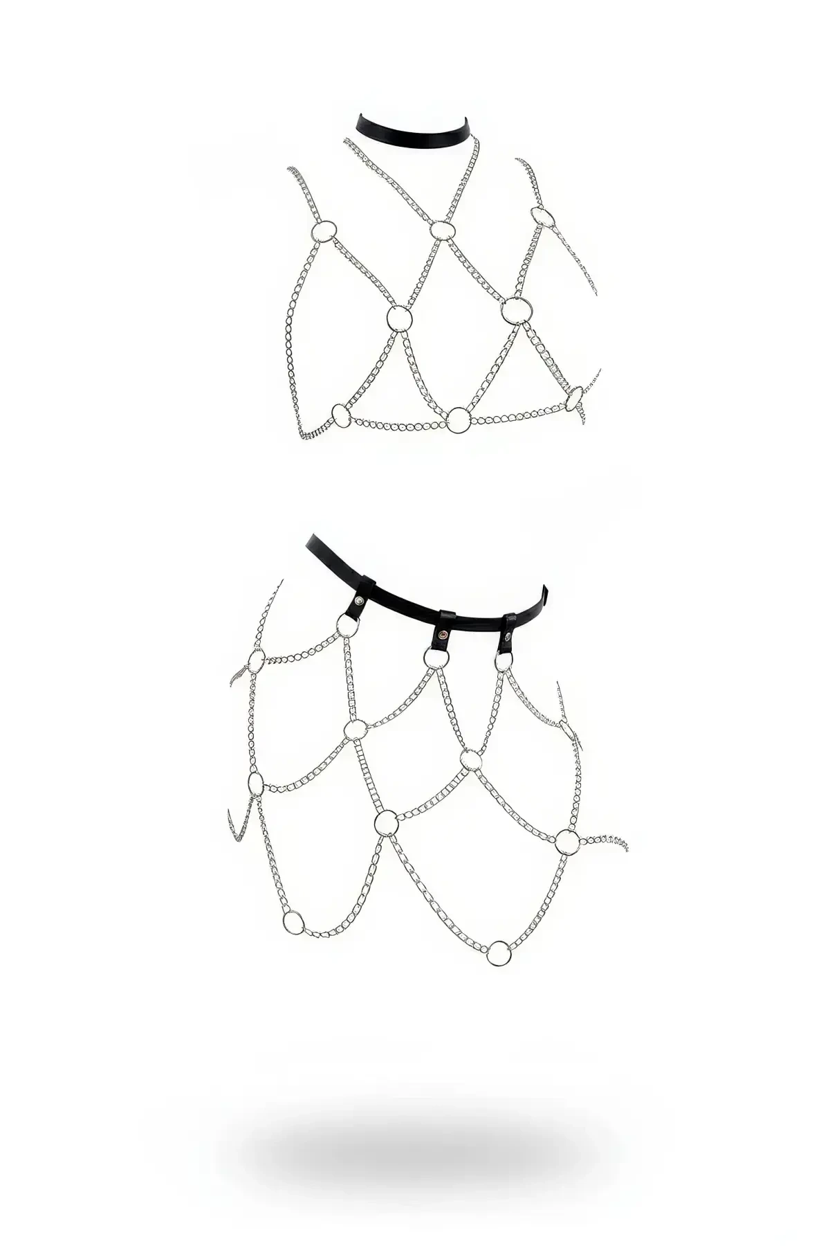 Gümüş Etek Zincir Detaylı Etek Halka Bağlantılı Vücut Aksesuarı - APFT475 - 1