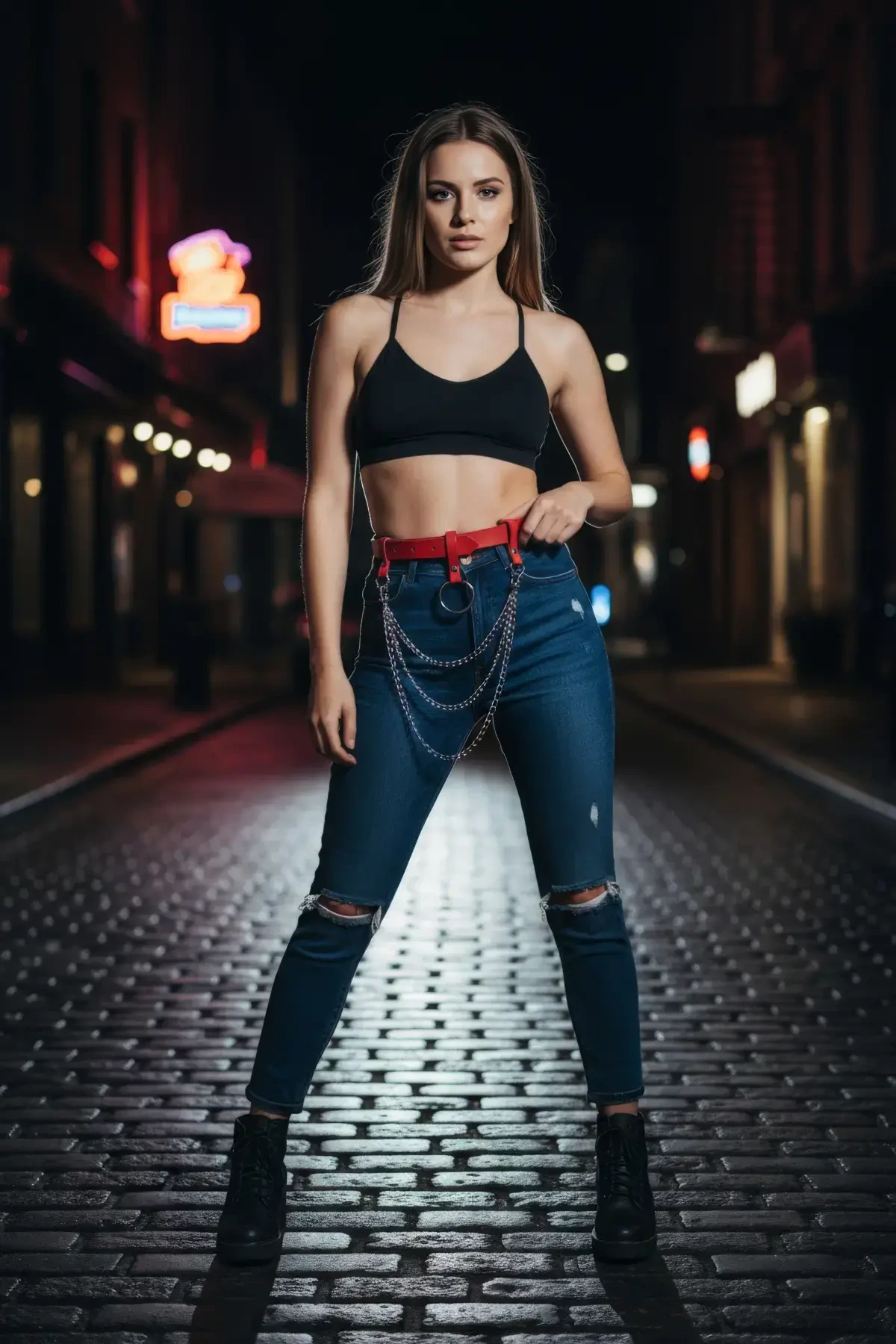 Kırmızı Kadın Kemer Zincir Detaylı Bel Aksesuarı - APFT484