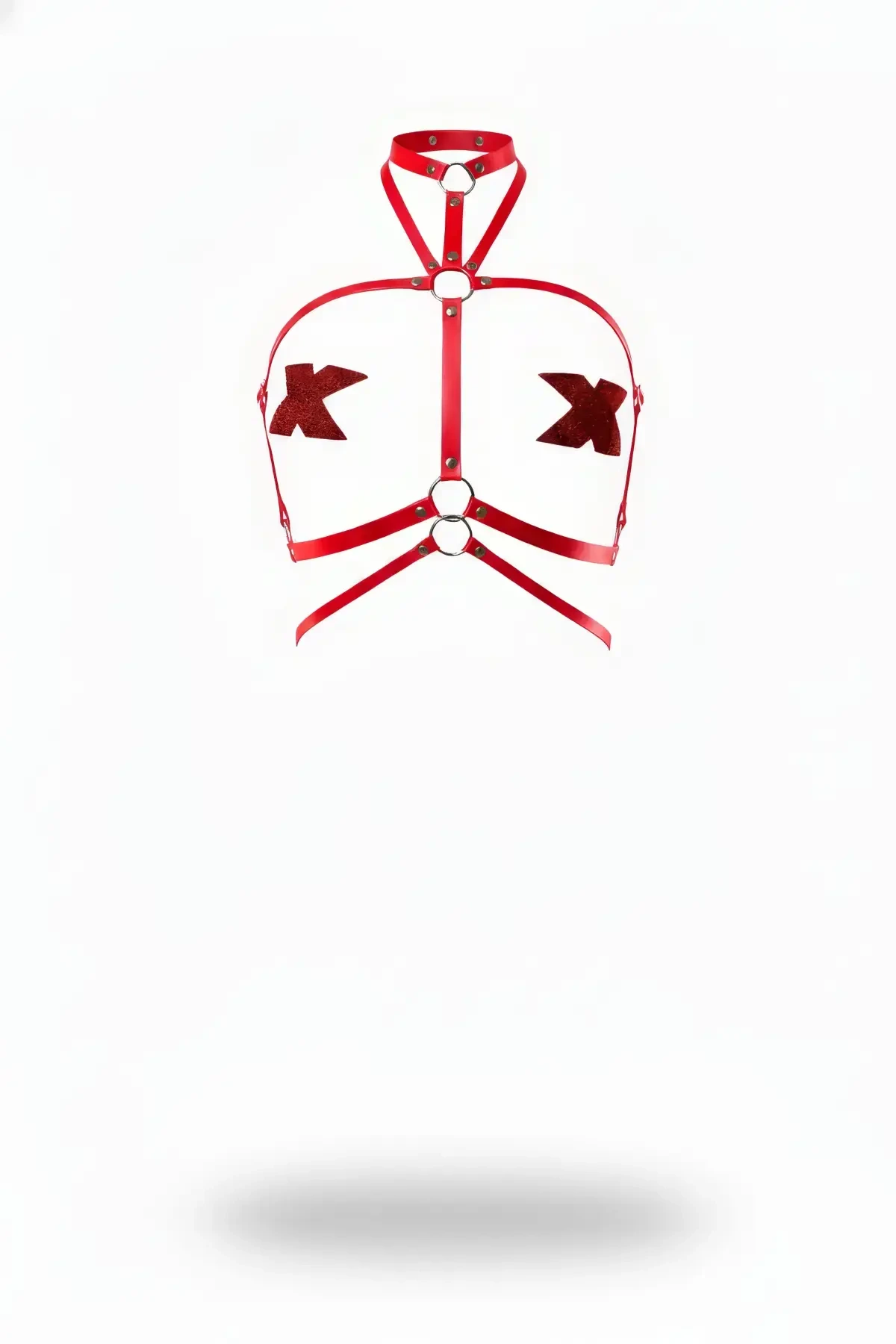 Kırmızı Kadın Kemer Metal Halka Detaylı Vücut Aksesuarı - APFT549