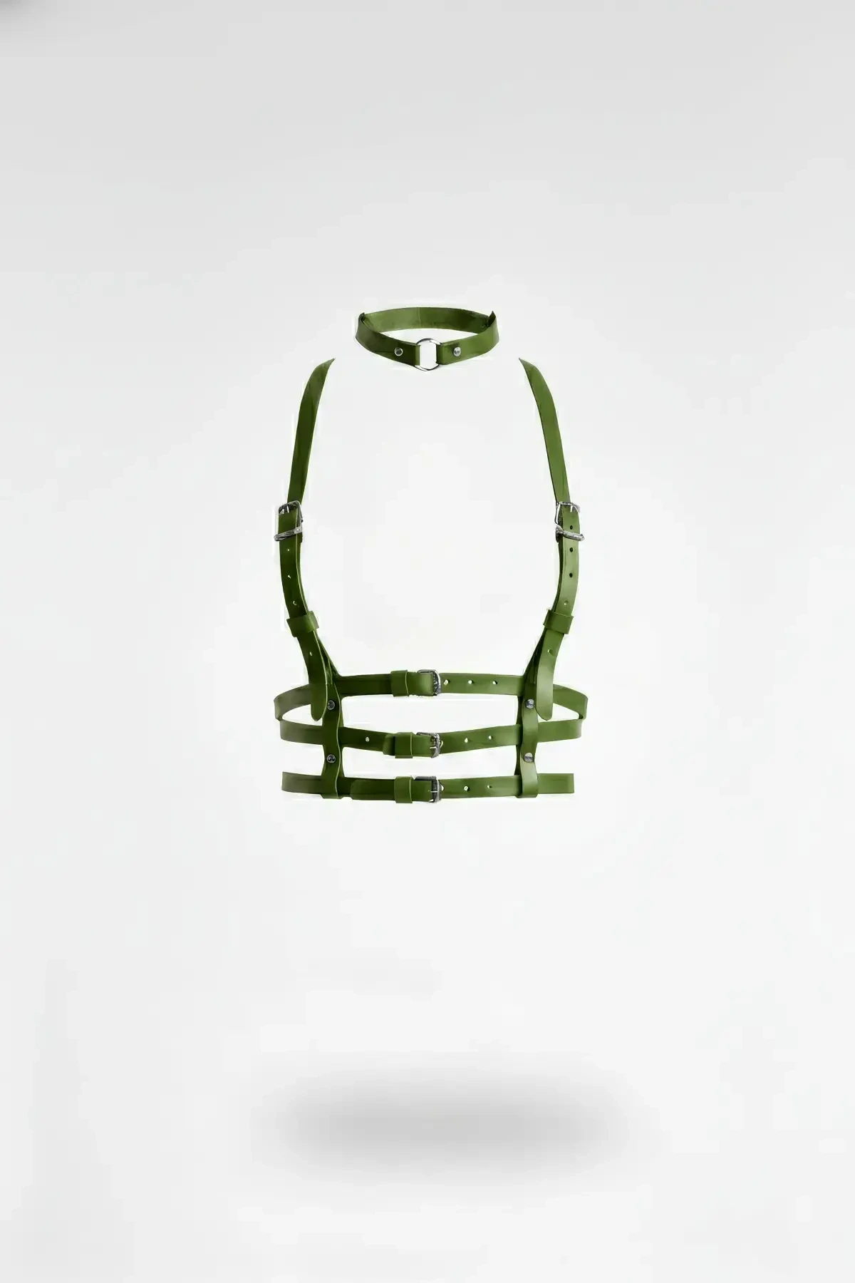 Haki Kadın Kemer Deri Çoklu Tokalı Vücut Aksesuarı - APFT615