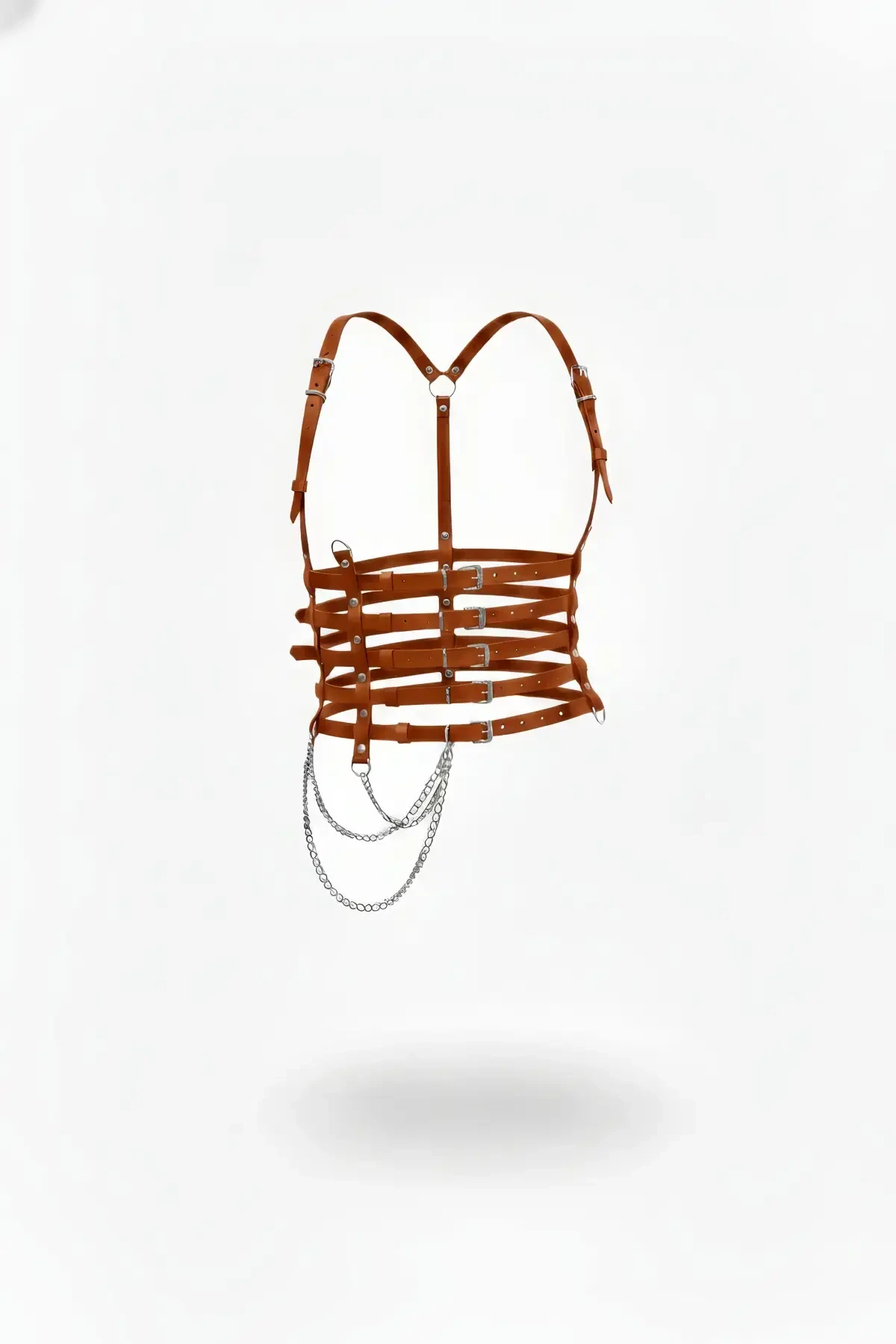 Taba Kadın Kemer Zincir Detaylı Çoklu Tokalı Vücut Aksesuarı - APFT626