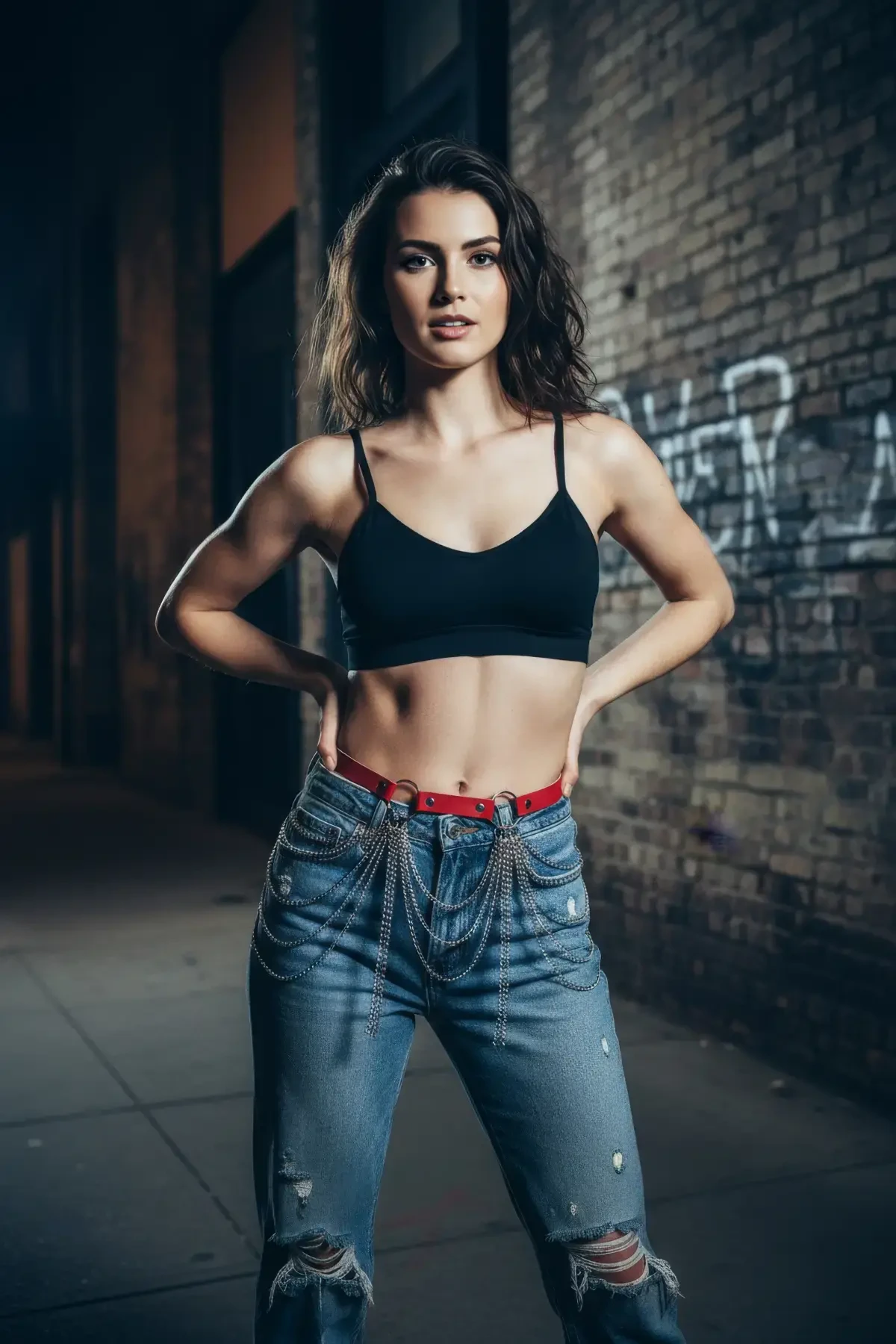 Kırmızı Kadın Kemer Zincir Detaylı Halka Tokalı Bel Aksesuarı - APFT729