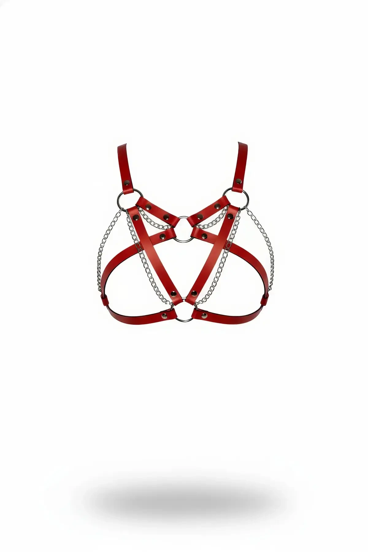 Kırmızı Kadın Kemer Zincir Detaylı Halka Aksesuarı - APFT741