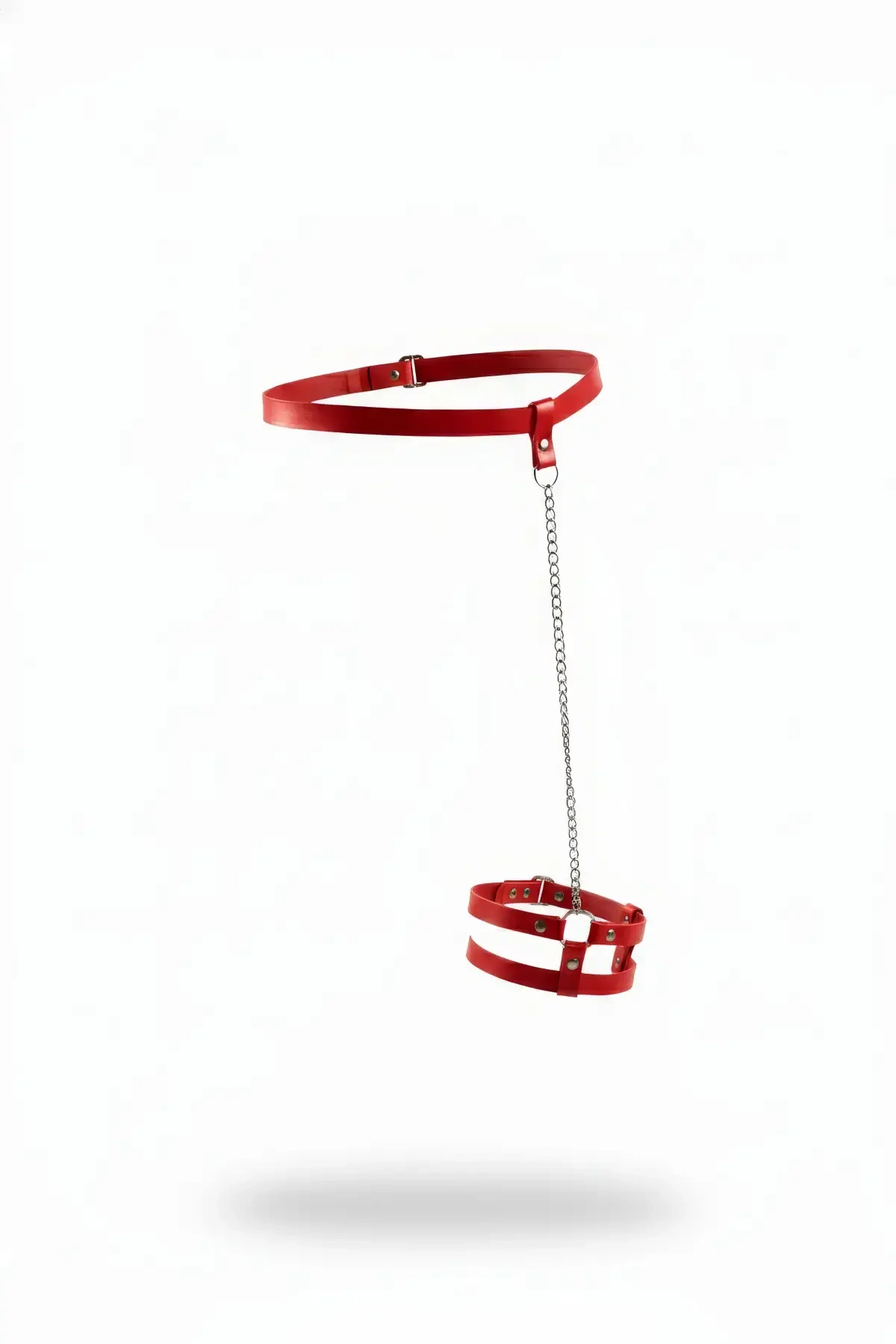 Kırmızı Jartiyer Harness Deri Zincir Detaylı - APFT745 - 1