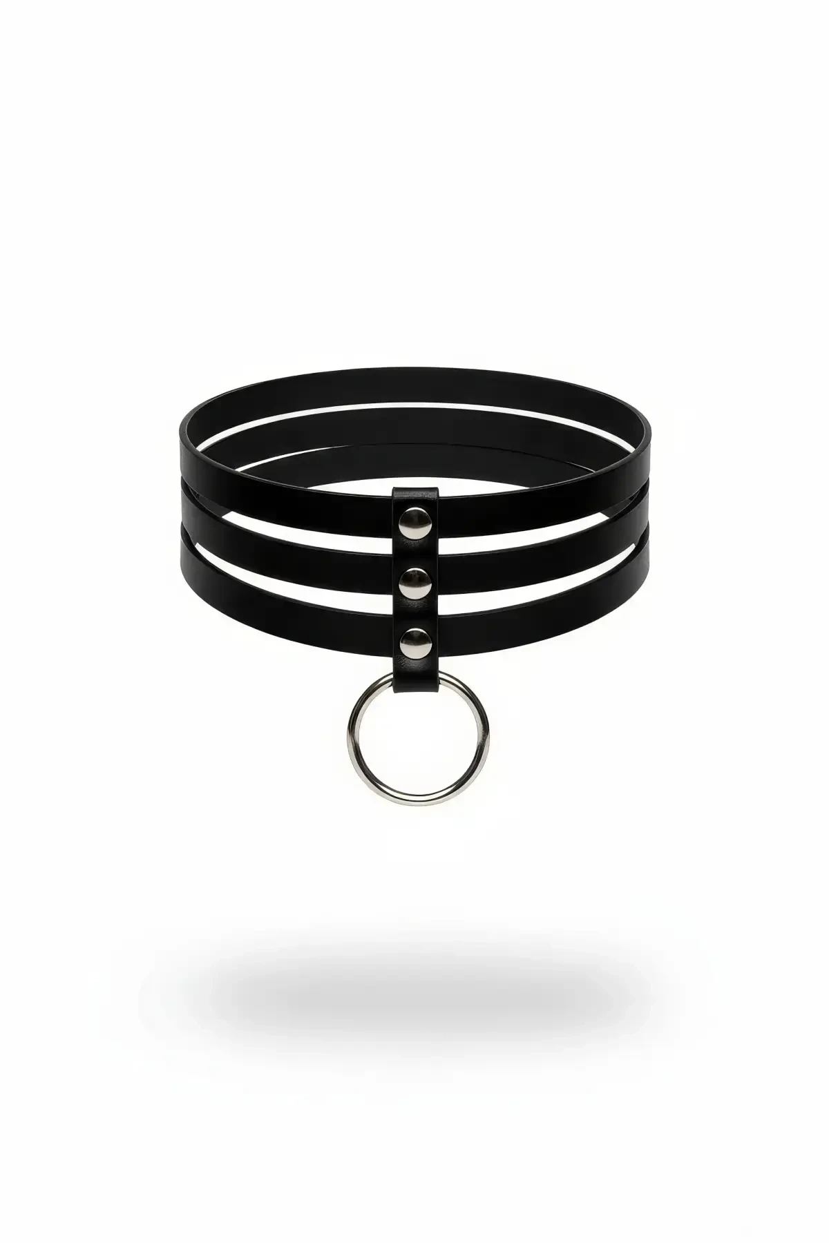 Siyah Choker Üç Katmanlı Metal Halka Detaylı - APFT777