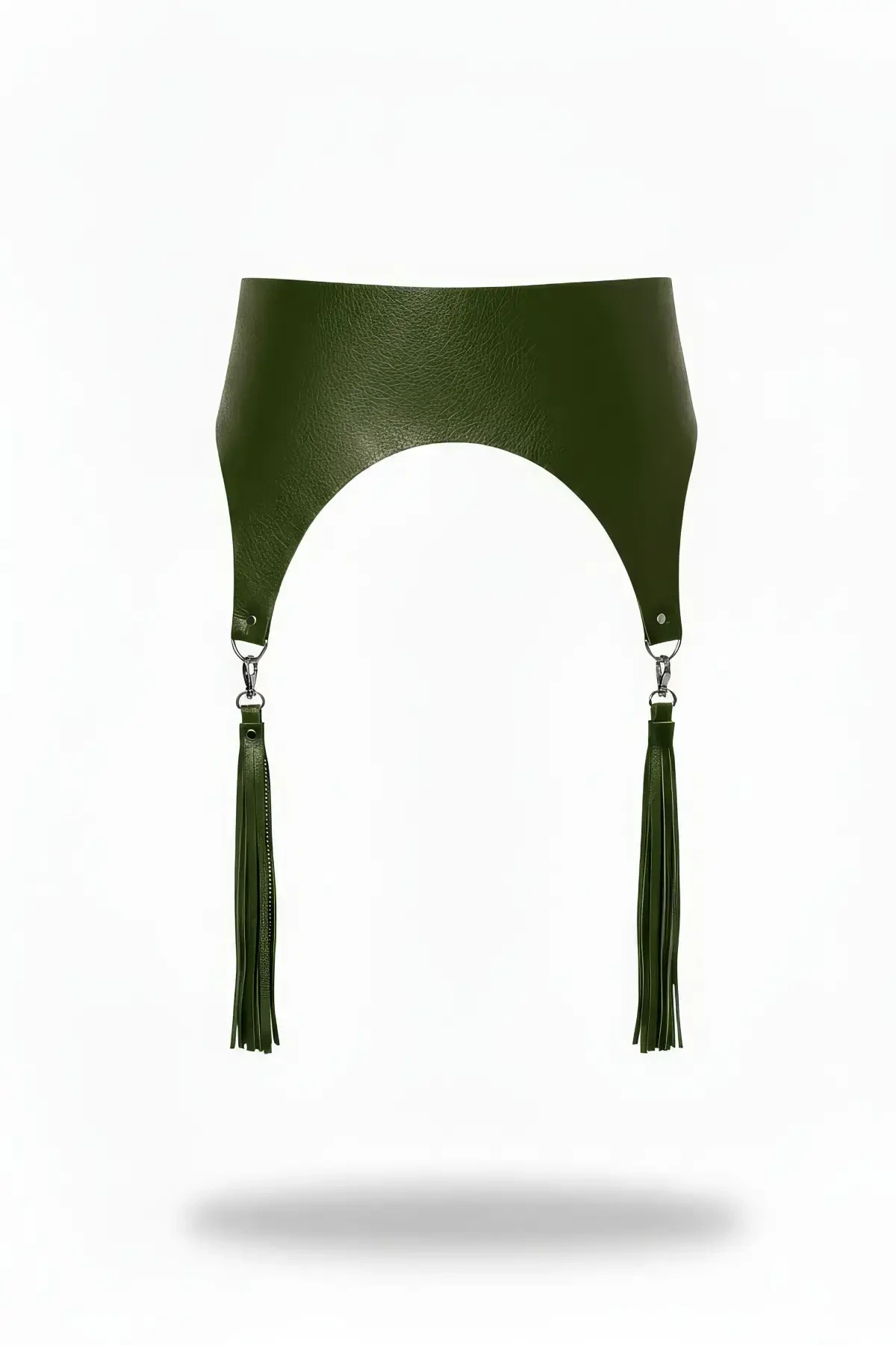 Haki Kadın Kemer Geniş Suni Deri Püskül Detaylı - APFT788