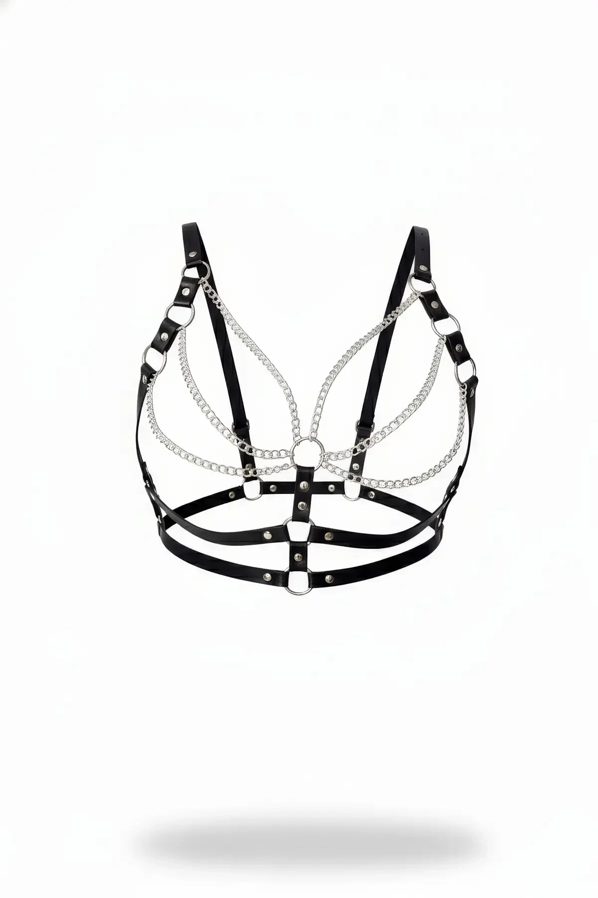 Siyah Kadın Kemer Zincir Detaylı Ayarlanabilir Vücut Aksesuarı - APFT808