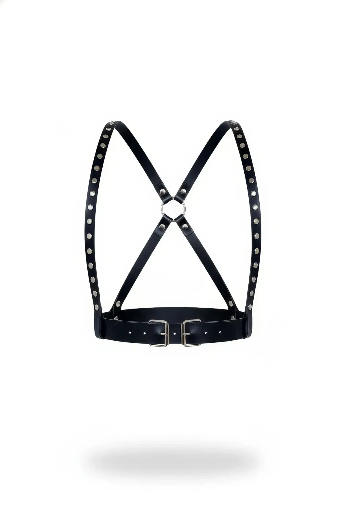 Siyah Kadın Kemer Zımbalı Çapraz Vücut Aksesuarı - APFT817