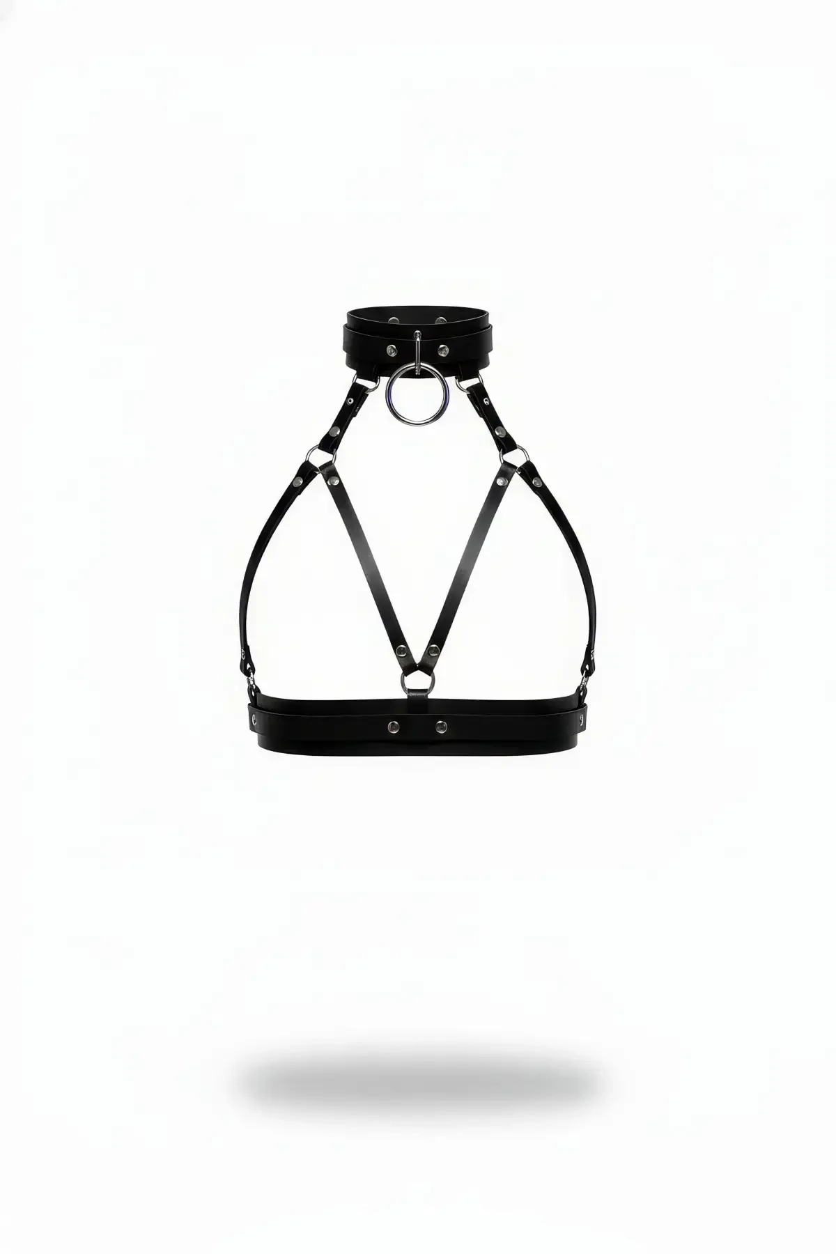 Siyah Kadın Kemer Deri O-Halka Detaylı Vücut Aksesuarı - APFT841