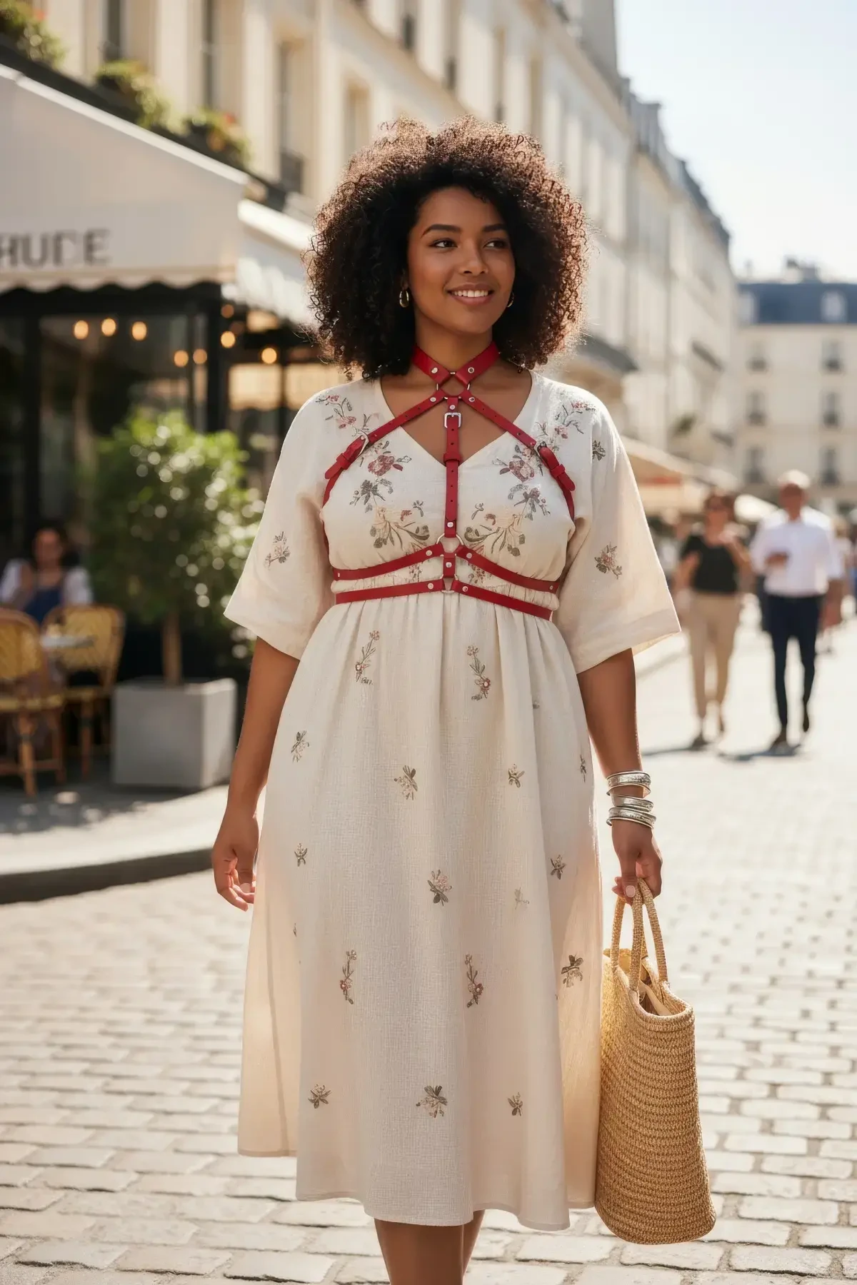 Büyük Beden Kırmızı Kadın Kemer Deri Harness Vücut Aksesuarı - APFT119