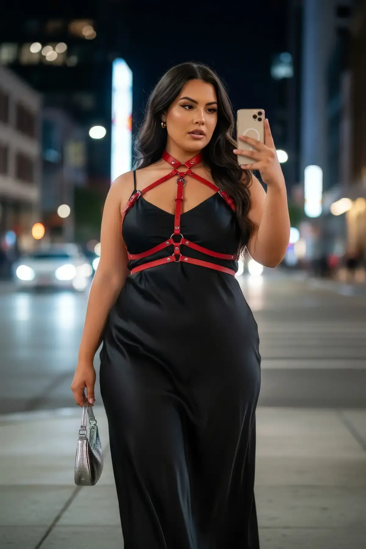 Büyük Beden Kırmızı Kadın Kemer Deri Harness Vücut Aksesuarı - APFT119