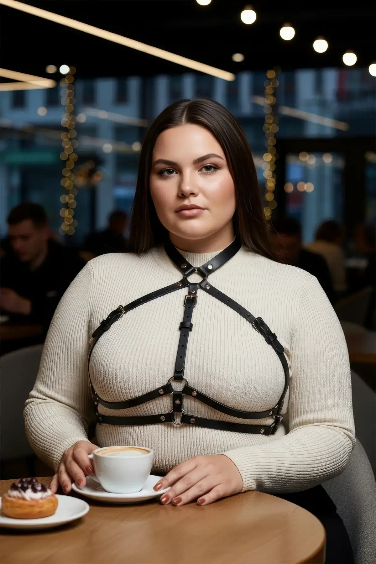 Büyük Beden Siyah Kadın Kemer Deri Vücut Kuşağı Korse Tarzı Kombin Tamamlayıcı - APFT119