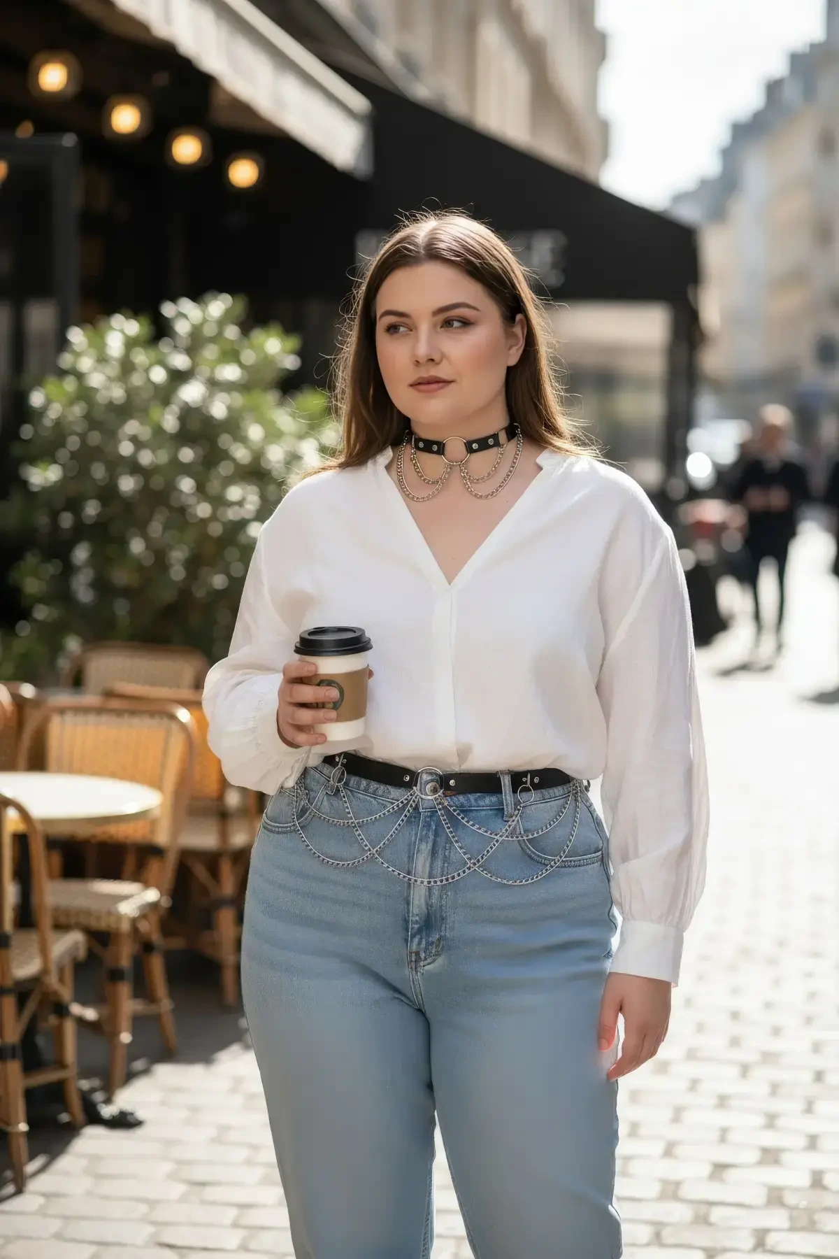 Büyük Beden Siyah Kadın Kemer Zincir Detaylı Deri Görünümlü Kombin Aksesuarı - APFT506