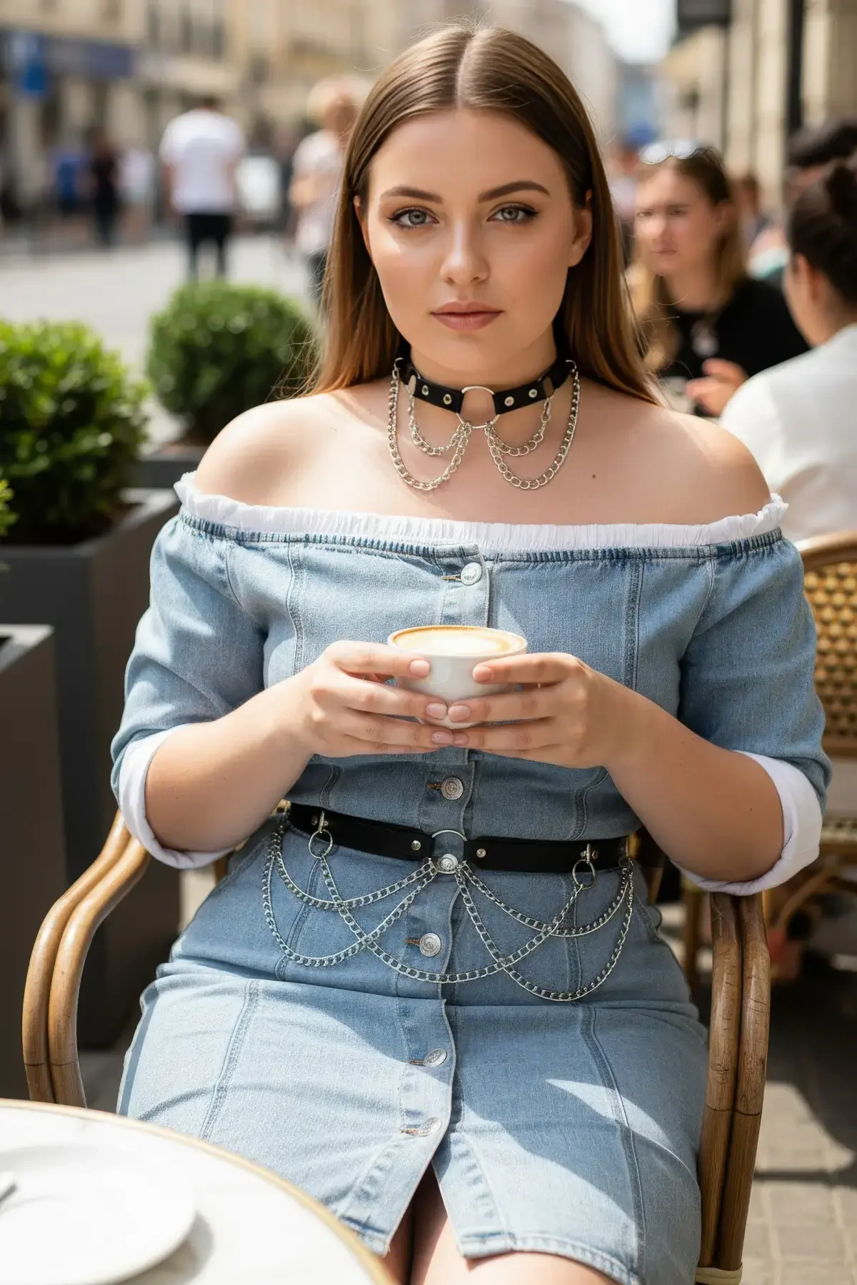 Büyük Beden Siyah Kadın Kemer Zincir Detaylı Deri Görünümlü Kombin Aksesuarı - APFT506