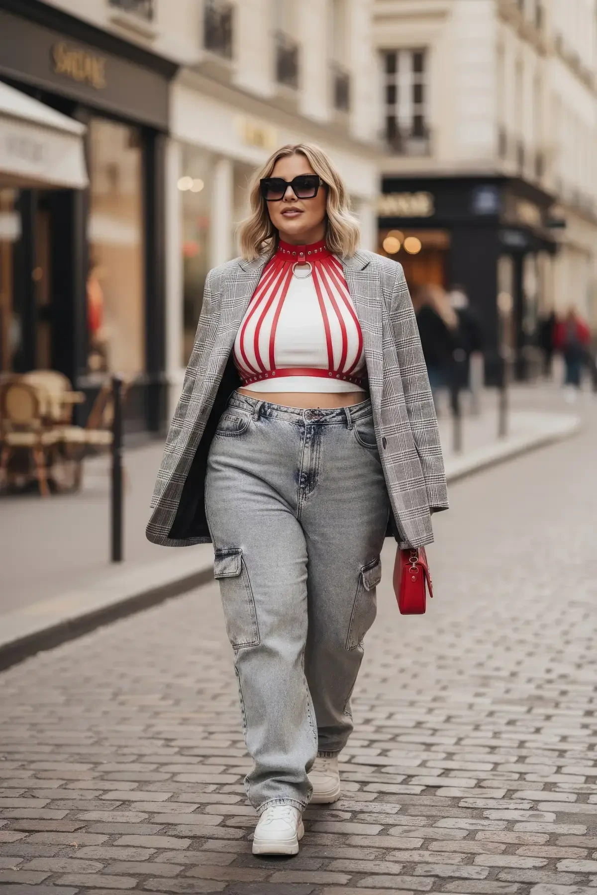 Büyük Beden Kırmızı Kadın Kemer Korse Tarzı Metal Detaylı - APFT551