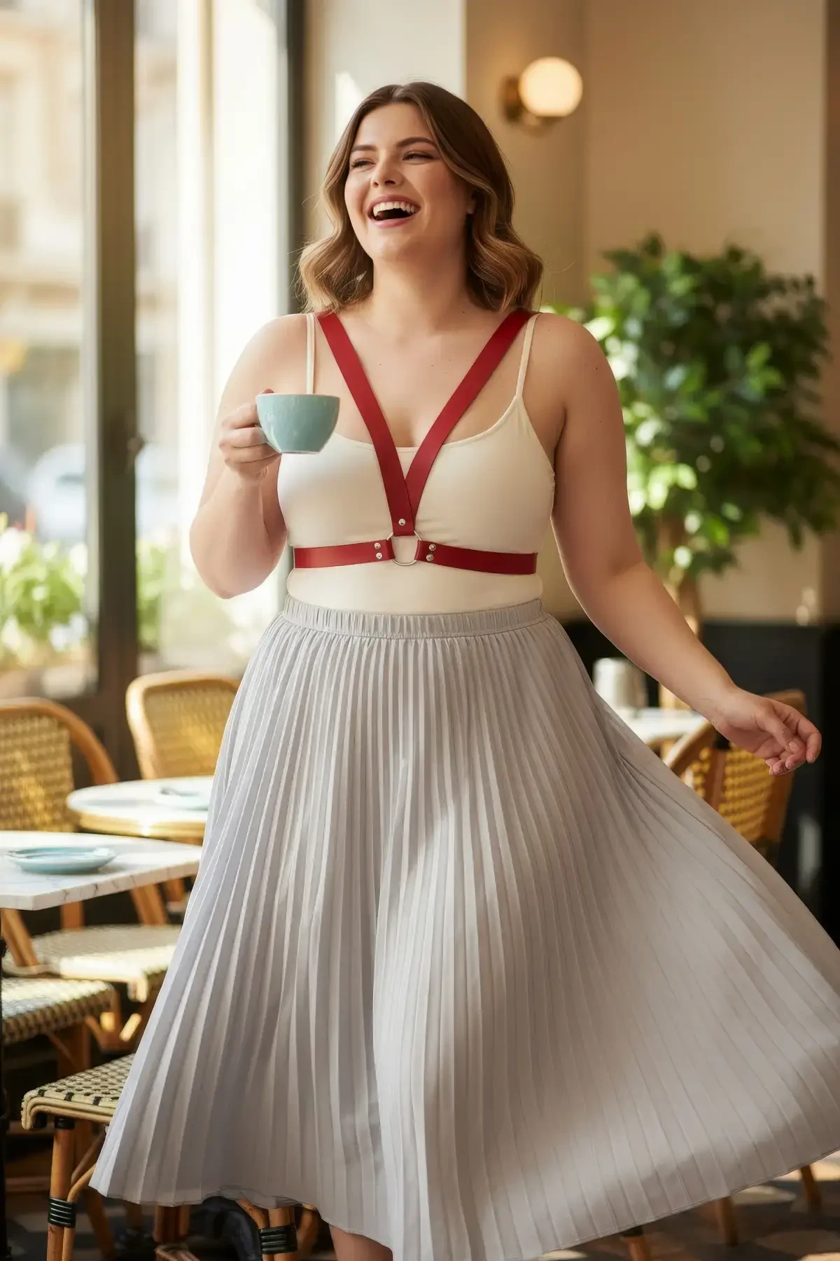 Büyük Beden Kırmızı Kadın Deri Vücut Kemeri Estetik Kombin Tamamlayıcı - APFT633