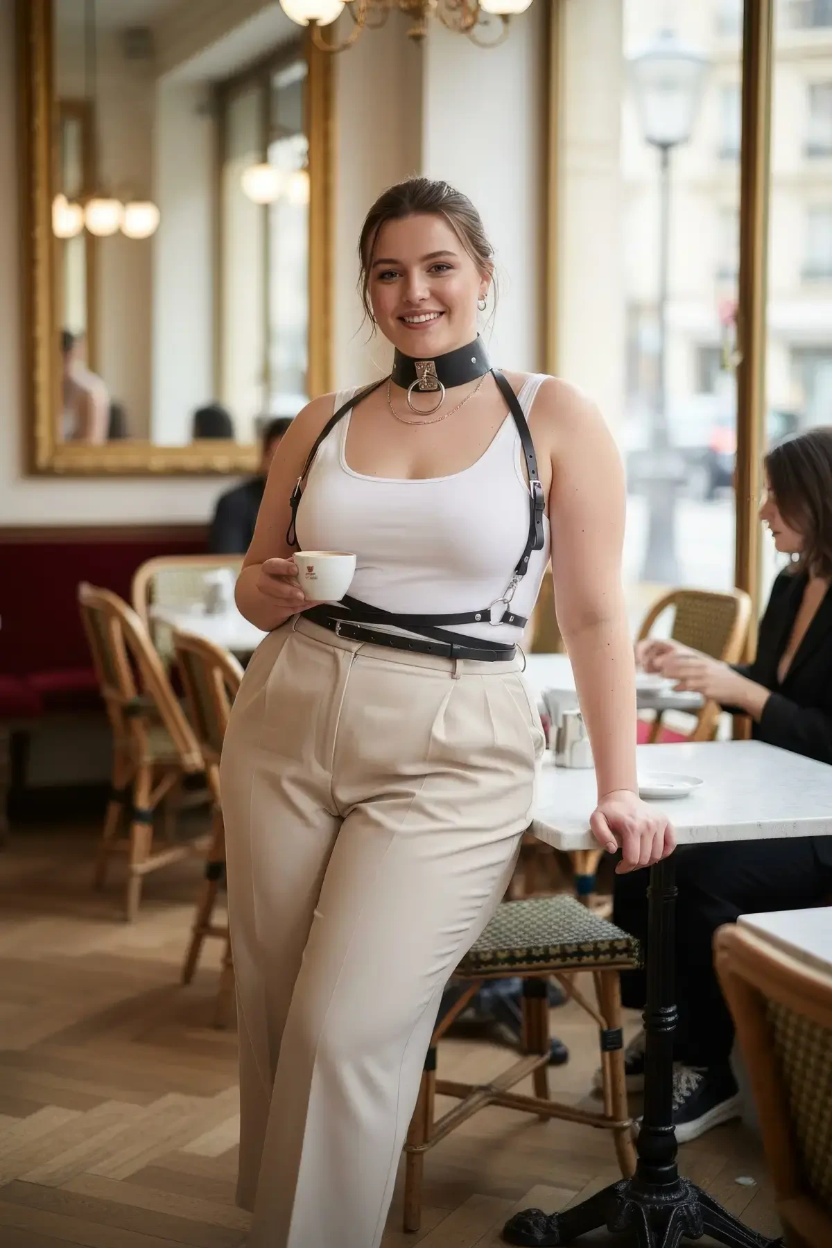 Büyük Beden Siyah Kadın Kemer Deri Harness Vücut Aksesuarı - APFT644