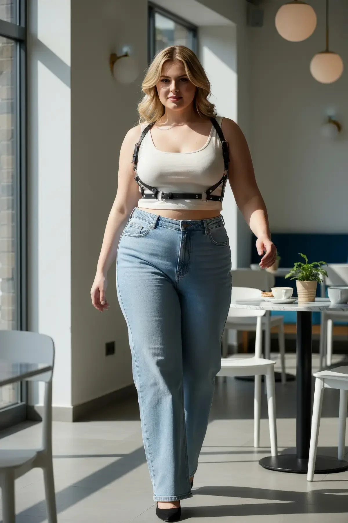 Büyük Beden Siyah Kadın Kemer Deri Harness Vücut Aksesuarı Kombin Tamamlayıcı - APFT938