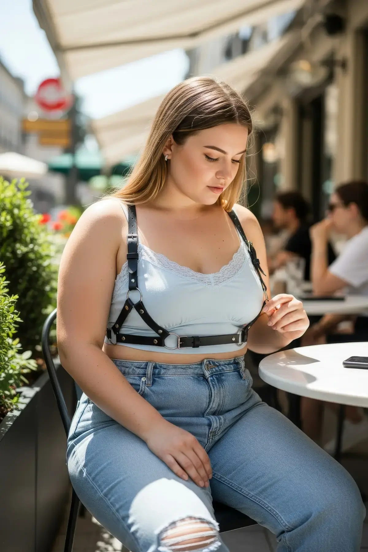 Büyük Beden Siyah Kadın Kemer Deri Harness Vücut Aksesuarı Kombin Tamamlayıcı - APFT938