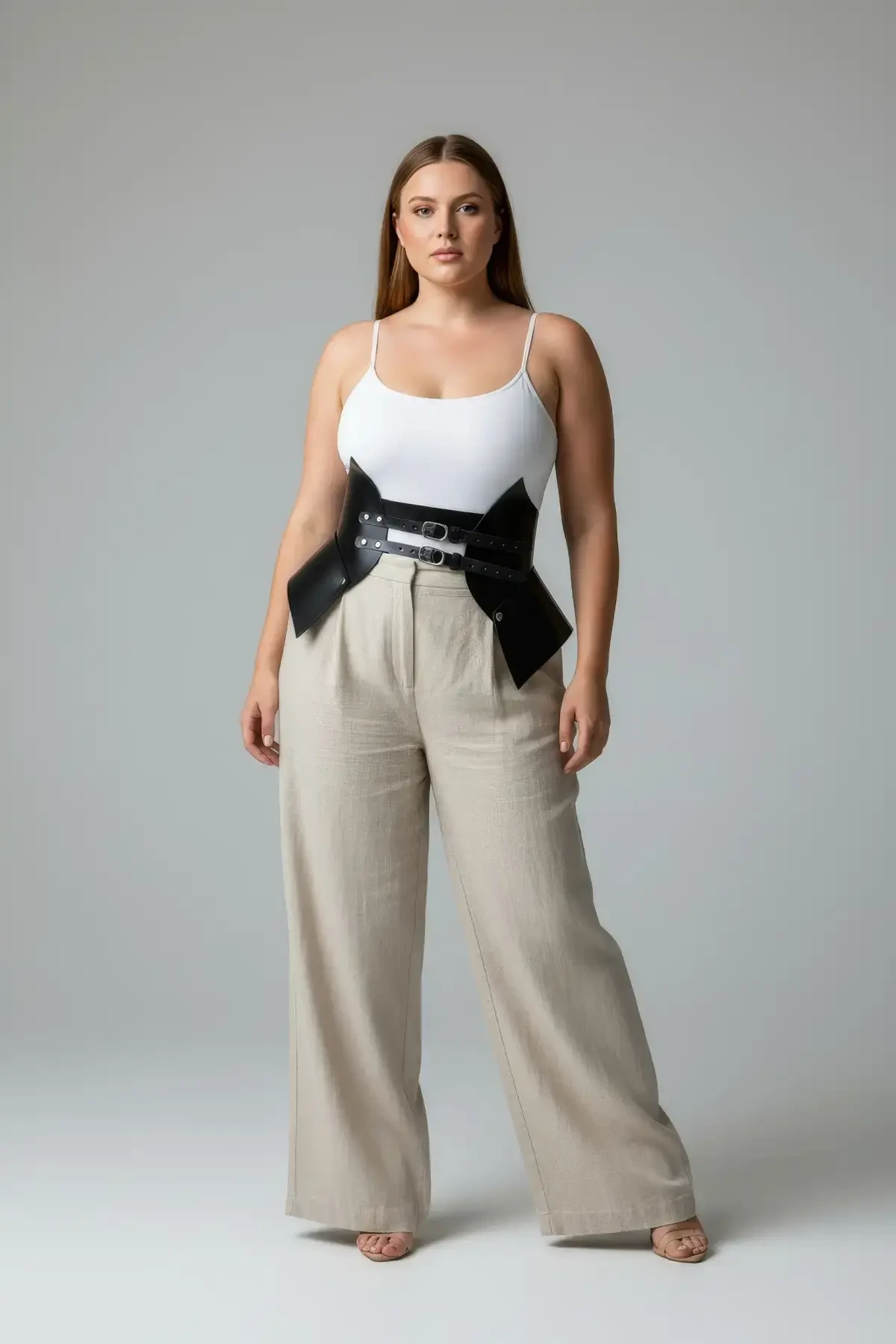 Büyük Beden Siyah Kadın Deri Korse Kemer Kombin Tamamlayıcı - APFT1010