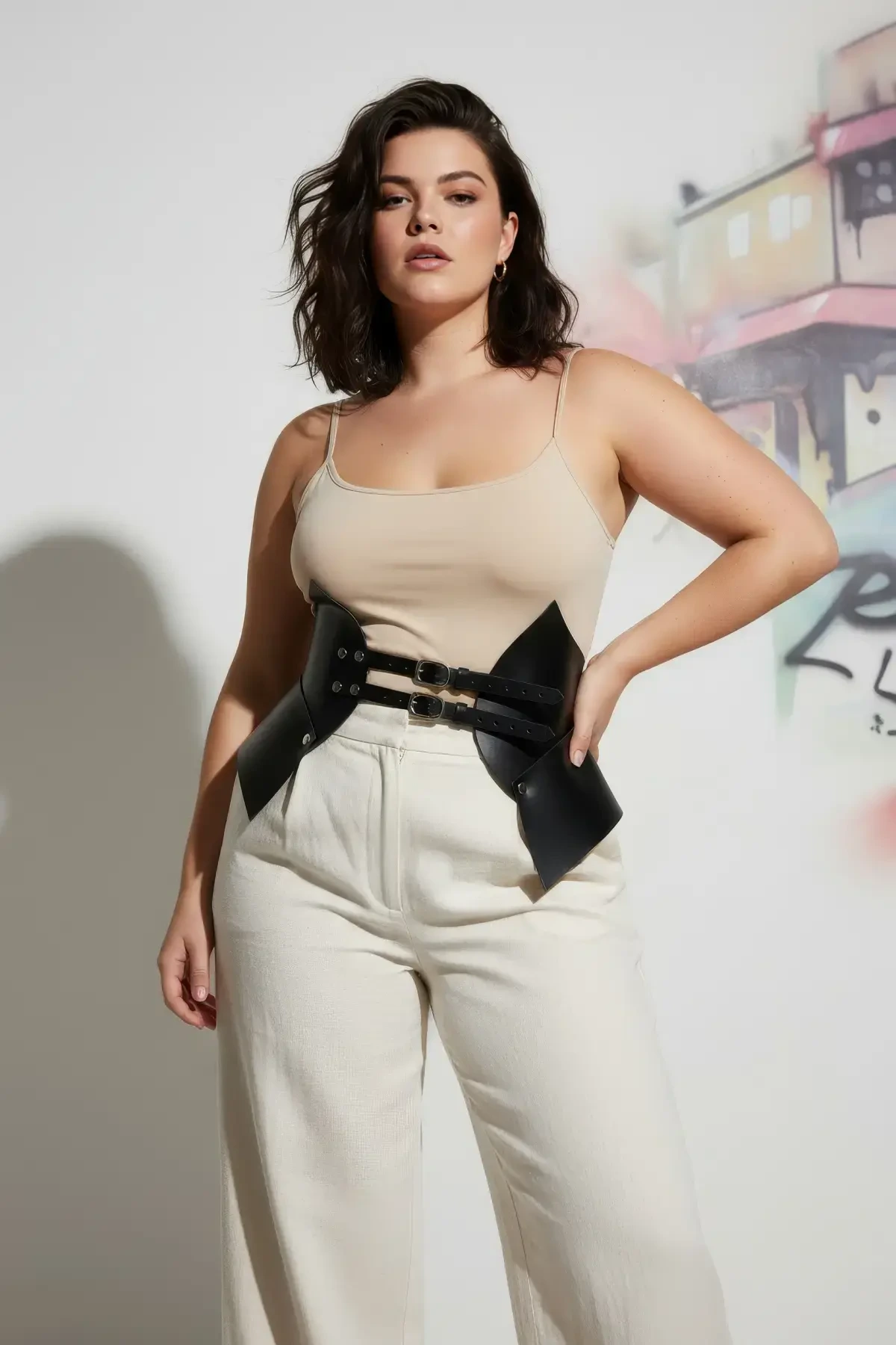 Büyük Beden Siyah Kadın Deri Korse Kemer Kombin Tamamlayıcı - APFT1010