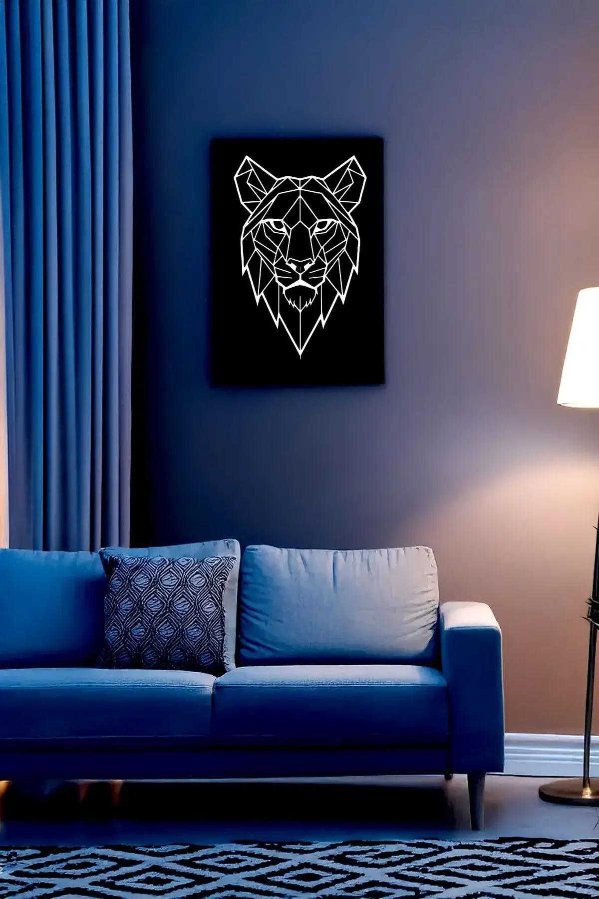 Geometric Lion Face Wall Art Decor