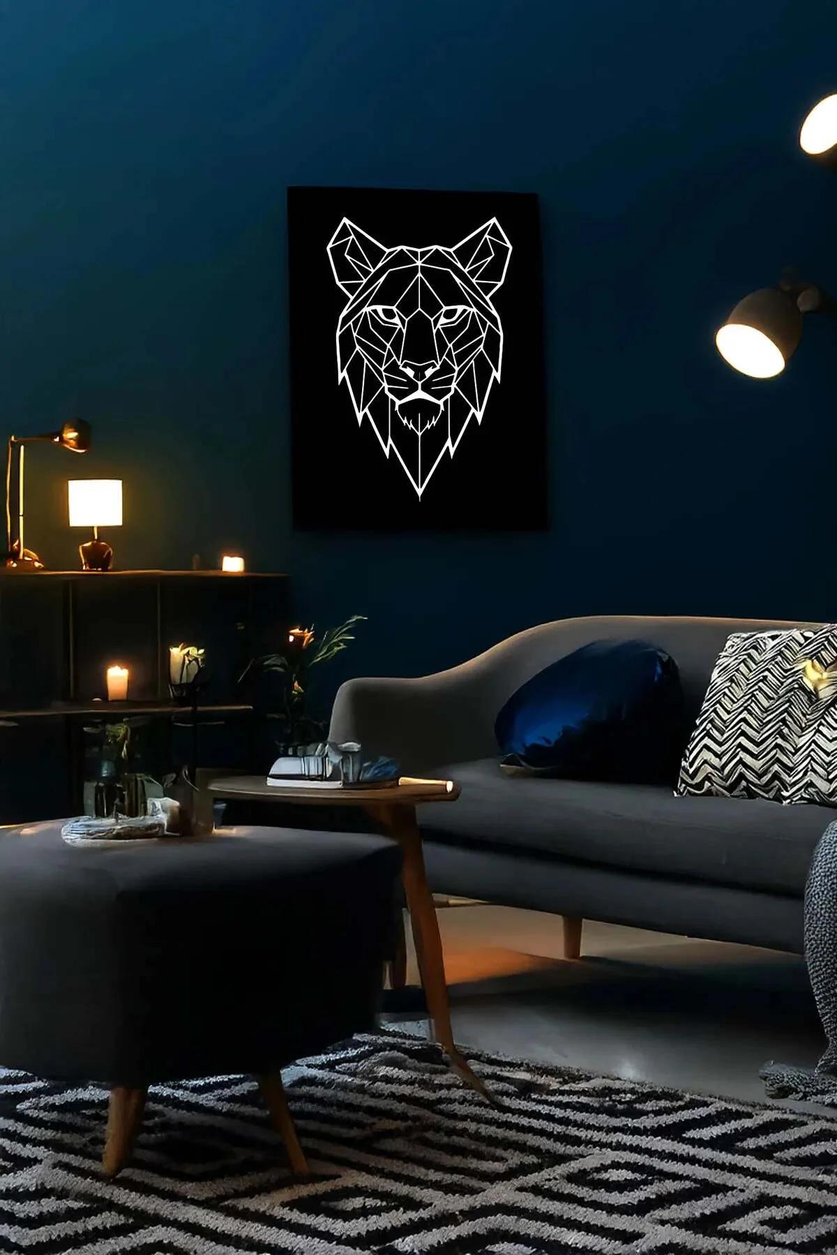 Geometric Lion Face Wall Art Decor