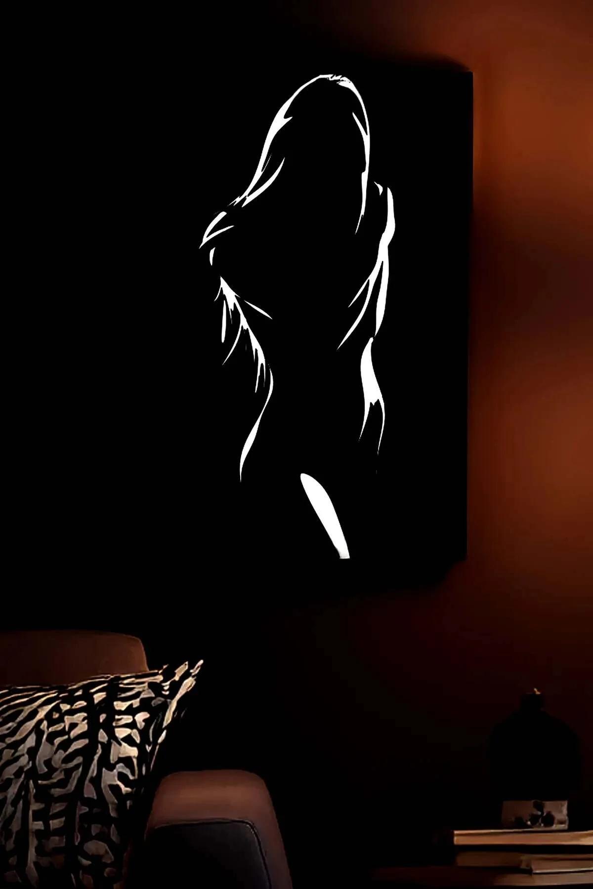 Reflective Female Silhouette Art on Vegan Leather Canvas