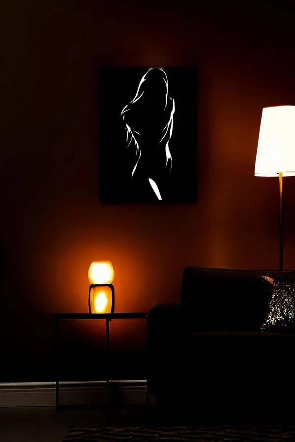 Reflective Female Silhouette Art on Vegan Leather Canvas