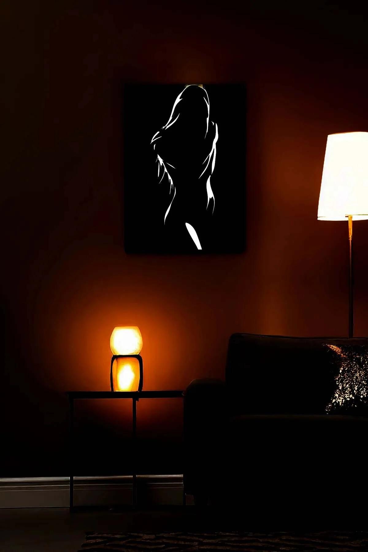 Reflective Female Silhouette Art on Vegan Leather Canvas