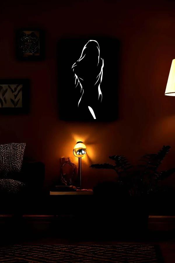 Reflective Female Silhouette Art on Vegan Leather Canvas