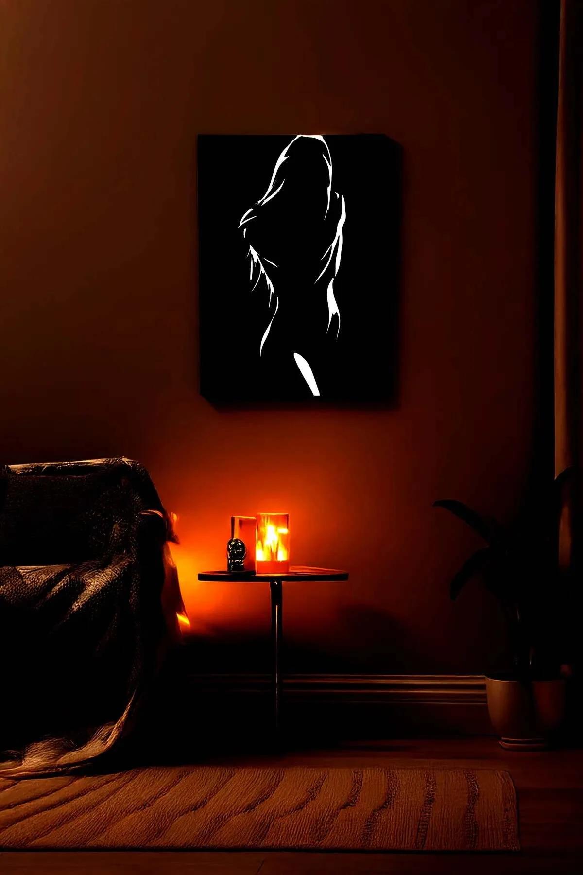 Reflective Female Silhouette Art on Vegan Leather Canvas