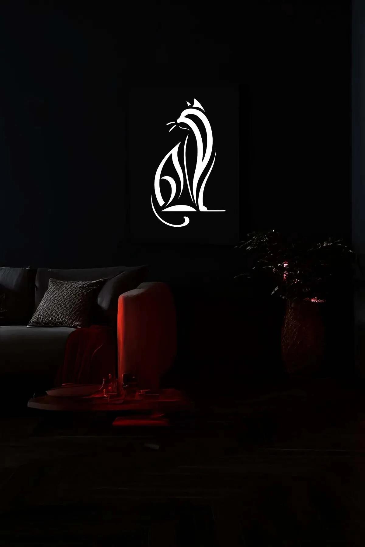 Reflective Cat Silhouette Wall Art on Vegan Leather