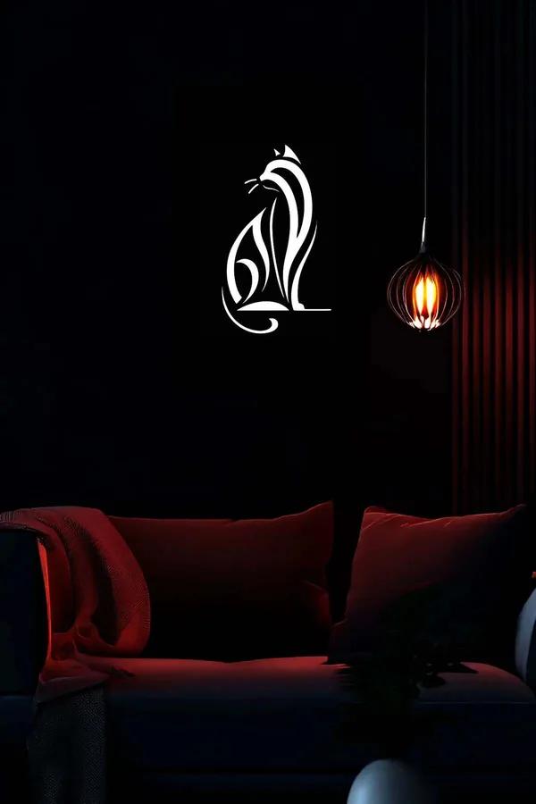 Reflective Cat Silhouette Wall Art on Vegan Leather