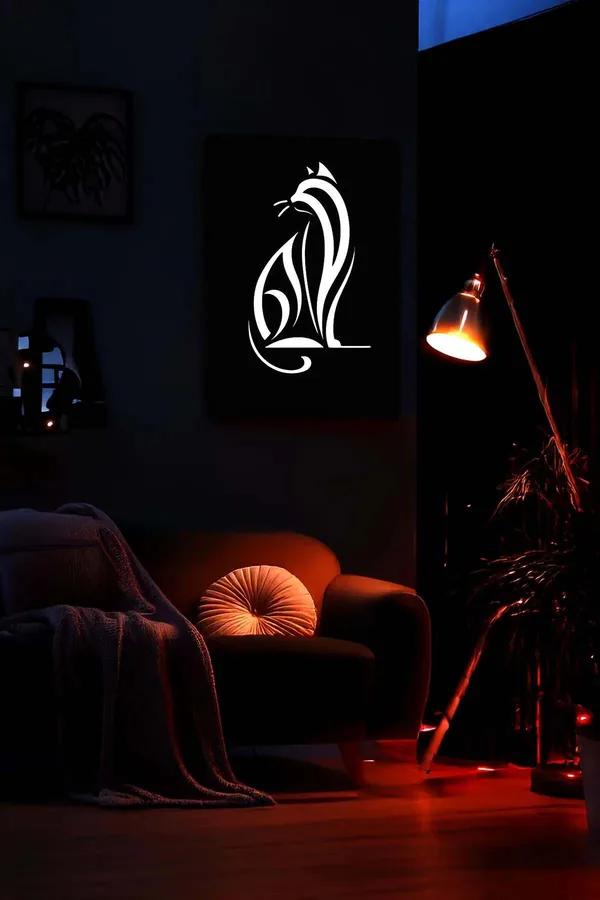 Reflective Cat Silhouette Wall Art on Vegan Leather